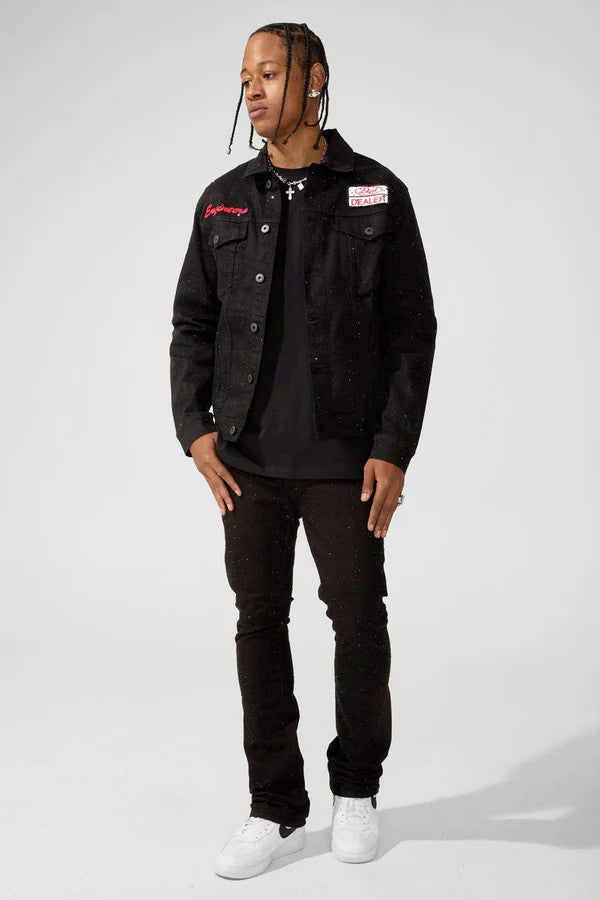 MENS JORDAN CRAIG LOCAL DEALER TRUCKER JACKET (JET BLACK)