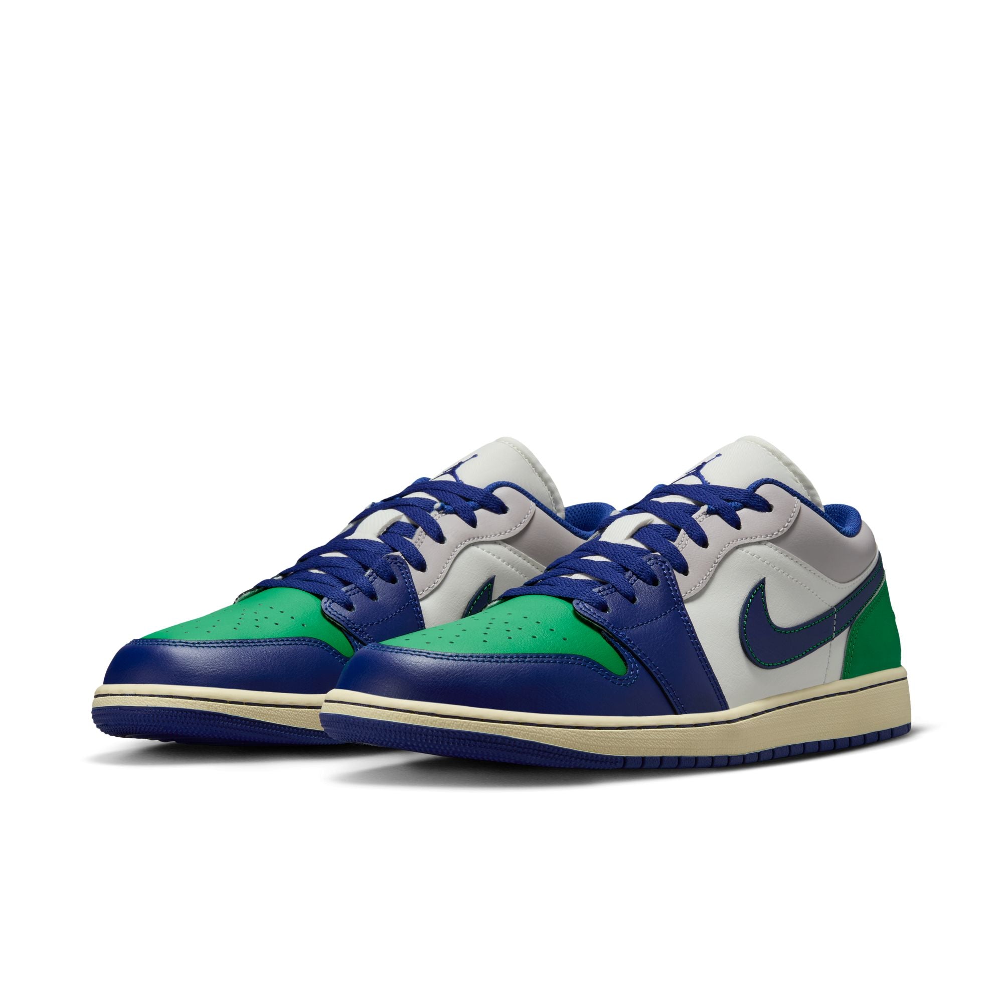 MENS AIR JORDAN 1 LOW (SAIL/DEEP ROYAL BLUE/STADIUM GREEN)