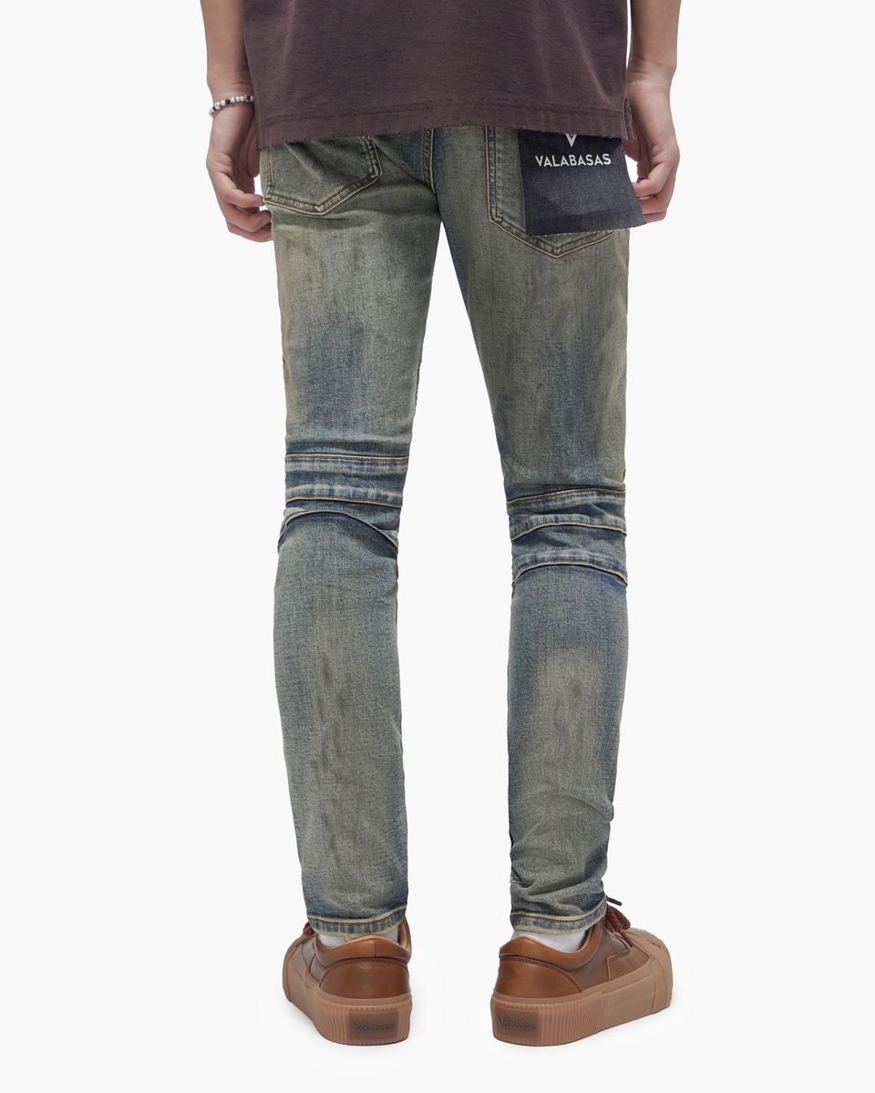 MENS VALABASAS "MR. BIKER" SKINNY JEAN (VINTAGE BLUE)