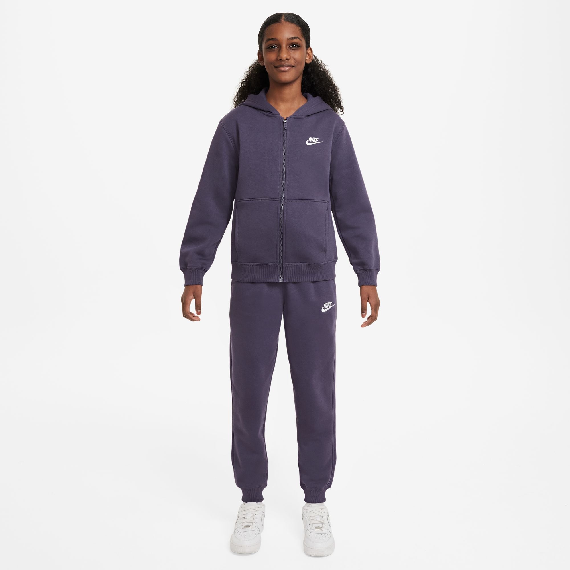 KIDS NSW CLUB FLC FZ TRACKSUIT (DARK RAISIN/WHITE)