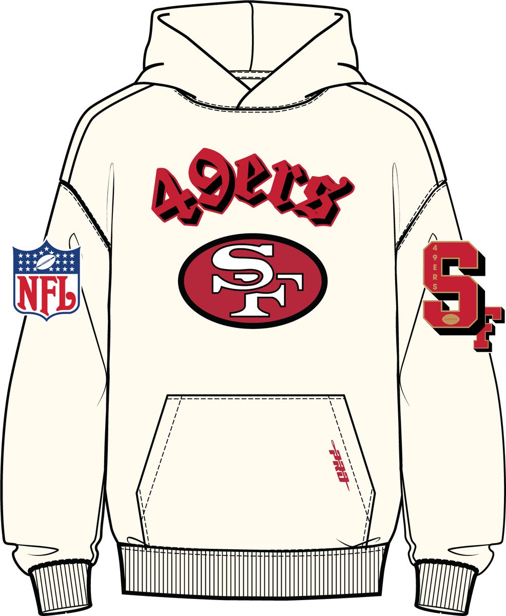 MENS PRO STANDARD SAN FRANCISCO 49ERS BEST OF M DROP SHOULDER FLC PO HOODIE (EGGSHELL)