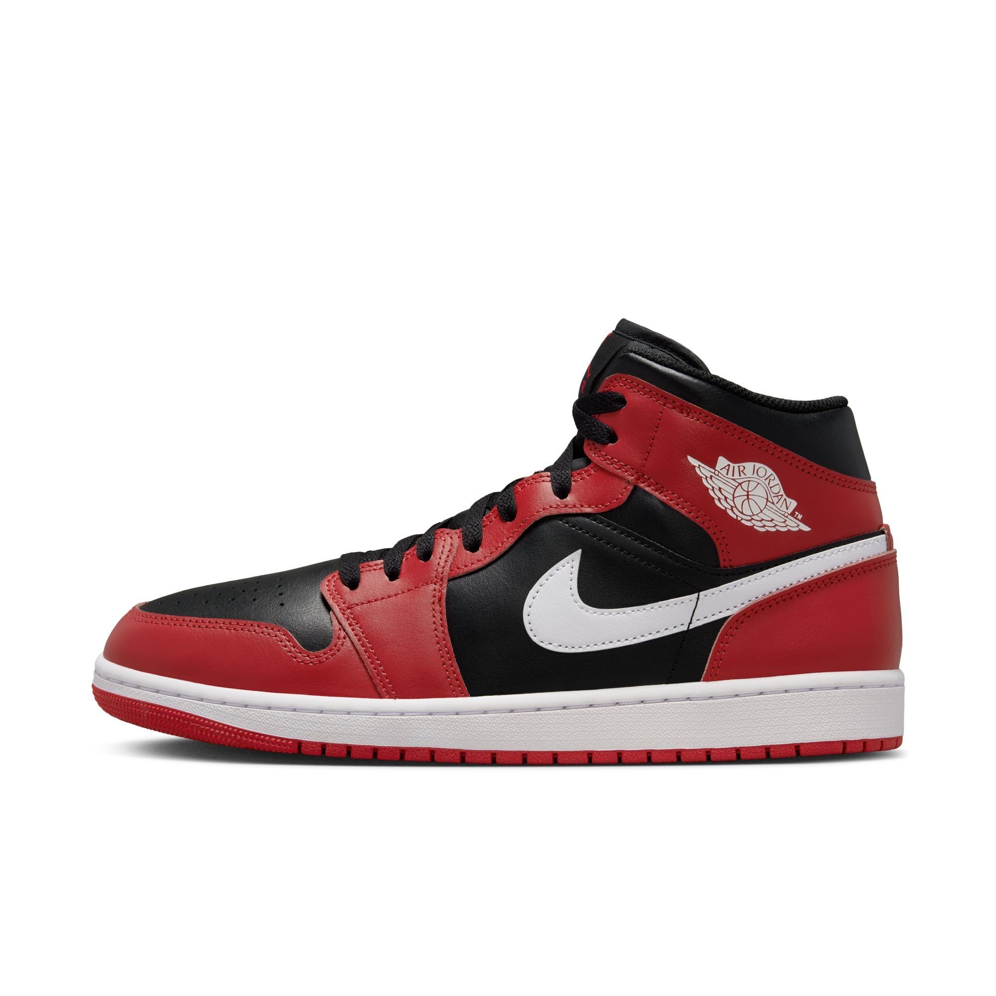 MENS AIR JORDAN 1 MID (BLACK/WHITE/GYM RED)