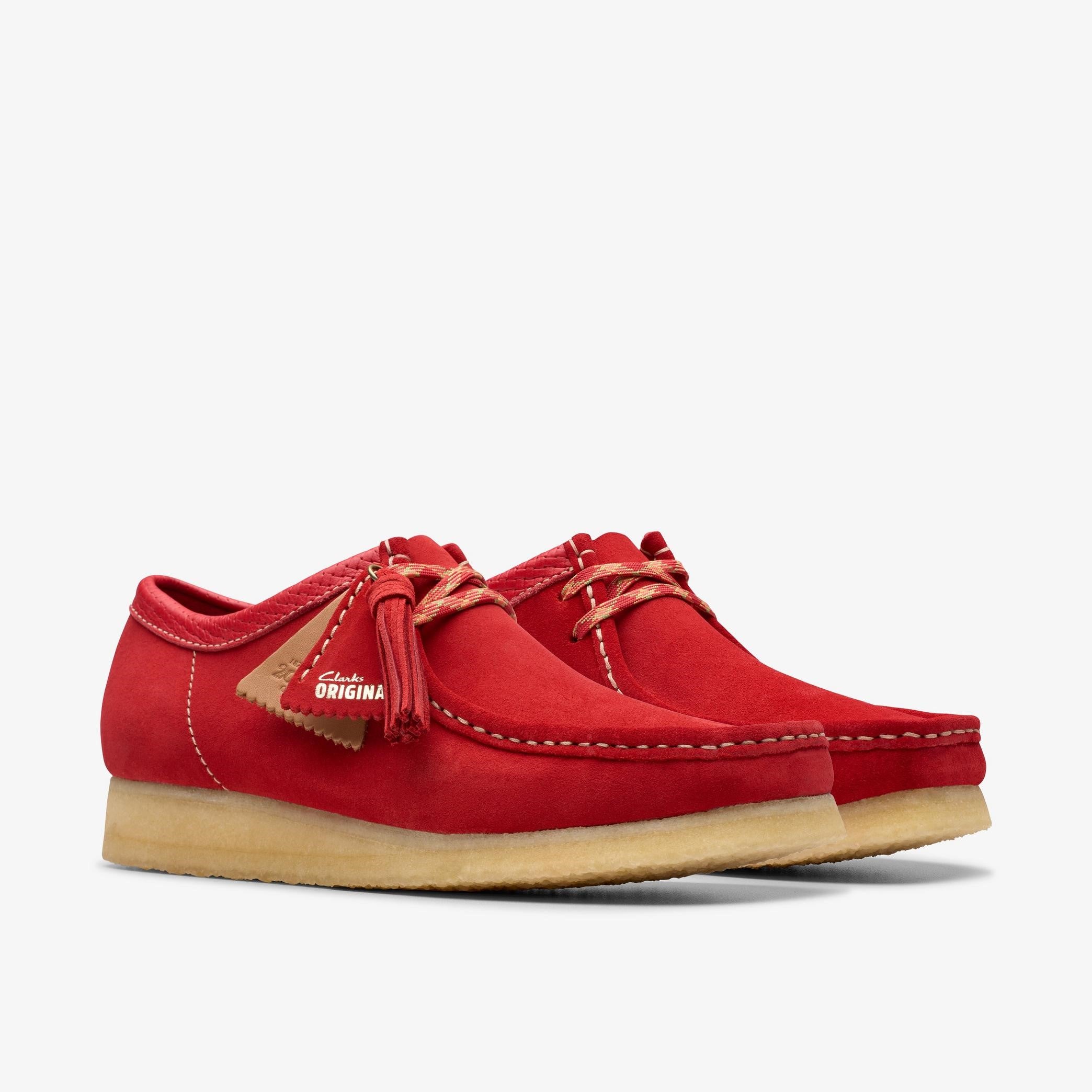 MENS CLARKS WALLABEE (RED SUEDE)