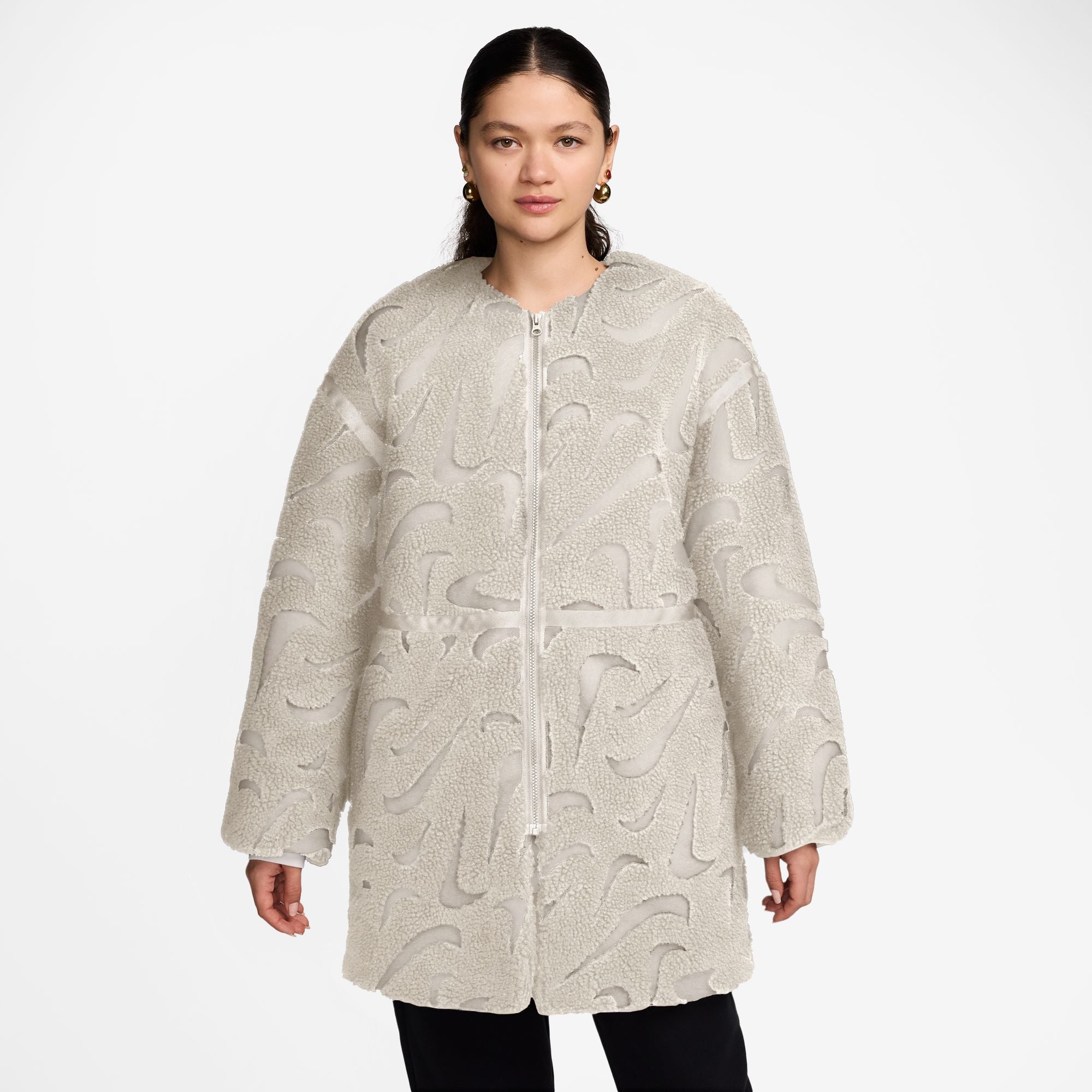 WOMENS NIKE SPORTSWEAR LOOSE HIGH-PILE JACKET (LT OREWOOD BRN)