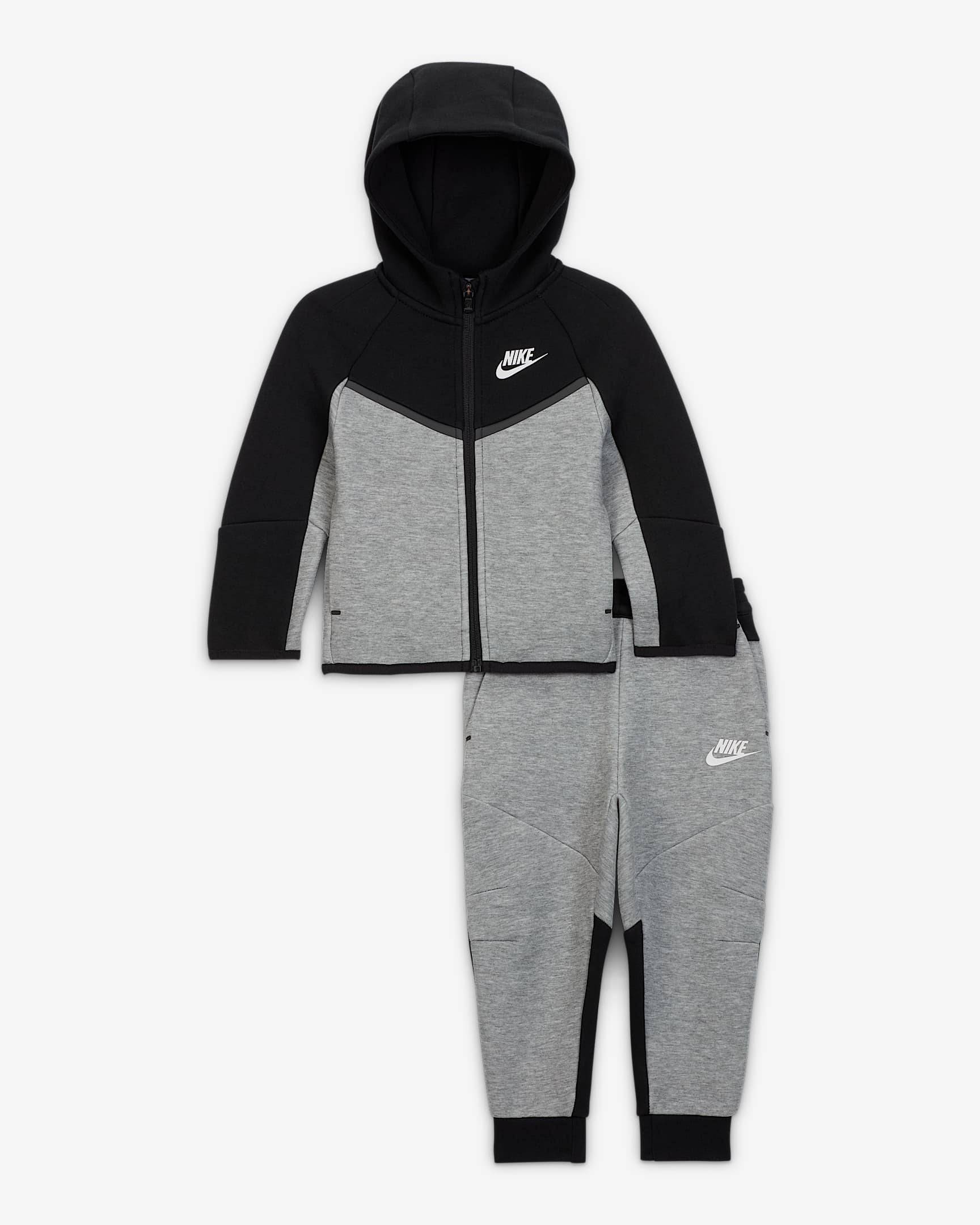 BABY NIKE TECH FLEECE 2-PIECE FULL-ZIP SET (DARK GREY HEATHER)