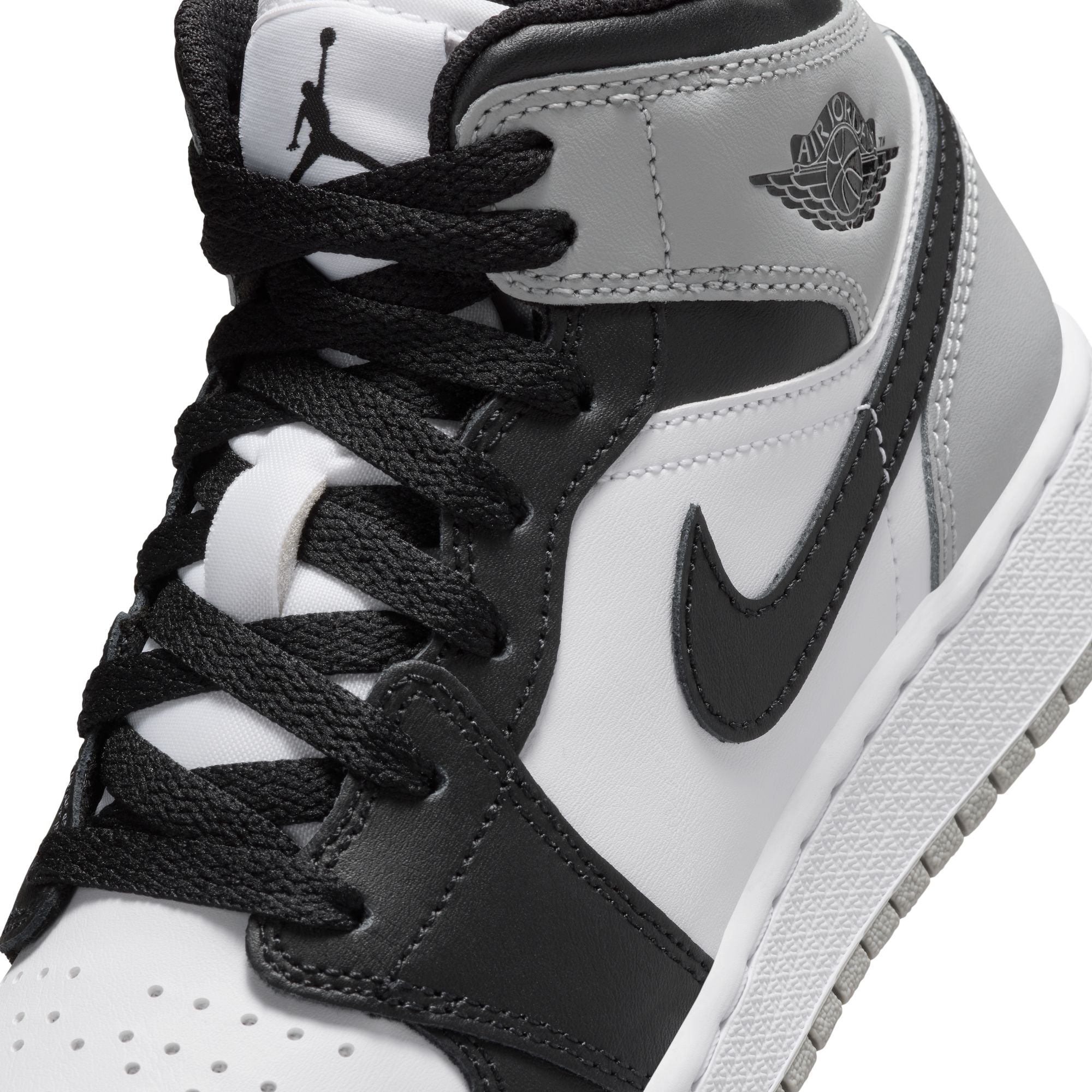 KIDS AIR JORDAN 1 MID GS (WHITE/BLACK/LT SMOKE GREY)