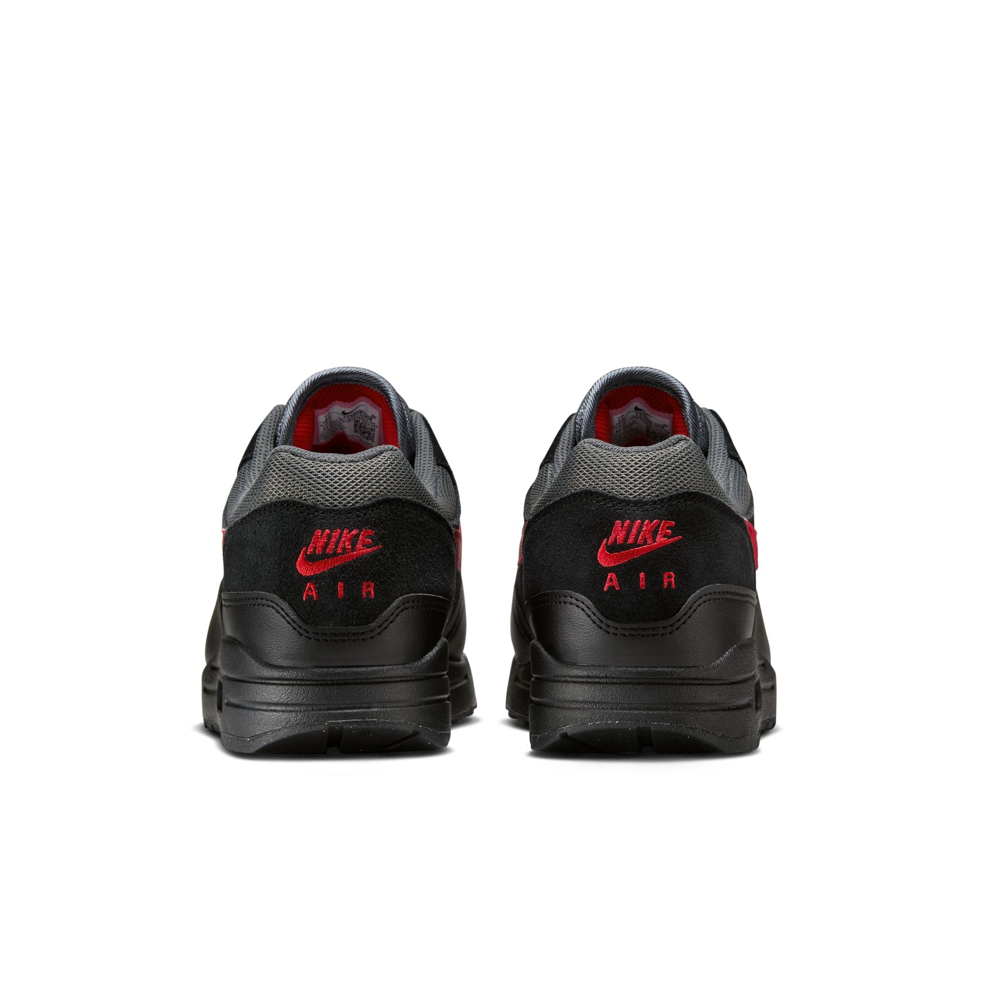 MENS NIKE AIR MAX 1 ESSENTIAL (BLACK/UNIVERSITY RED/IRON GREY)