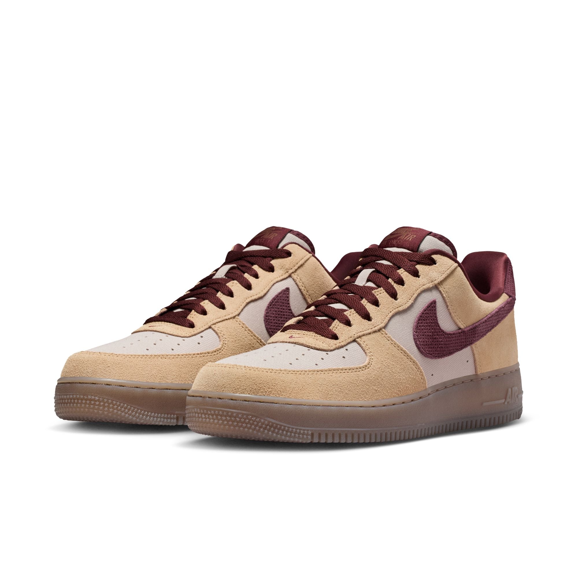 MENS NIKE AIR FORCE 1 '07 PRM (LINEN/BURGUNDY CRUSH/MOON PARTICLE)