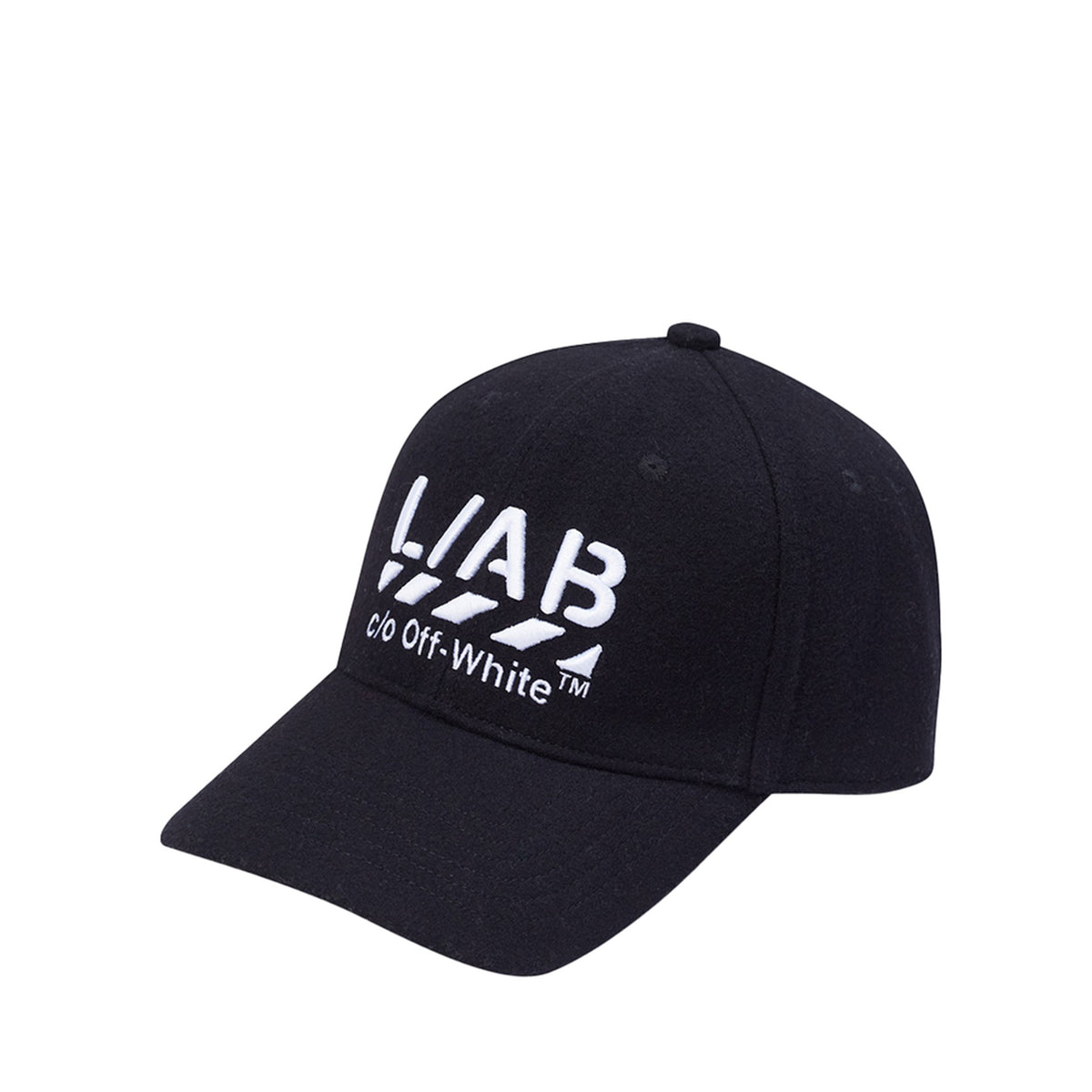 L/AB STACKED DIAGS EMBROIDERED CURVED BRIM WOOL CAP (BLACK)