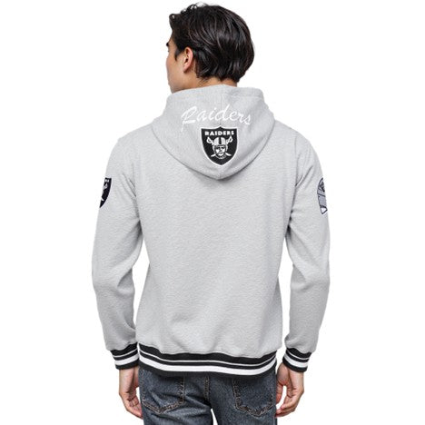 MENS PRO STANDARD LAS VEGAS RAIDERS TEAM BADGE M RIB FLC PO HOODIE (HEATHER GREY/BLACK)