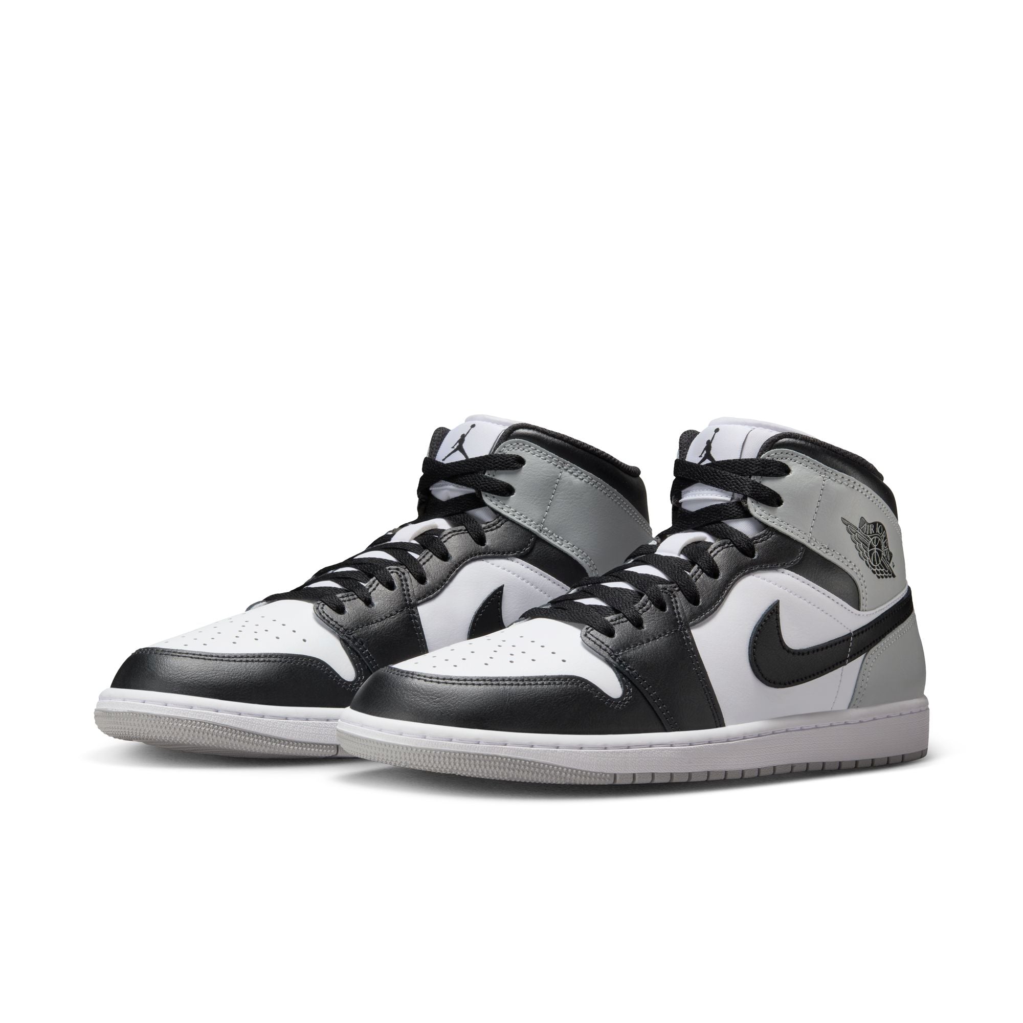 MENS AIR JORDAN 1 MID (WHITE/BLACK/LT SMOKE GREY)