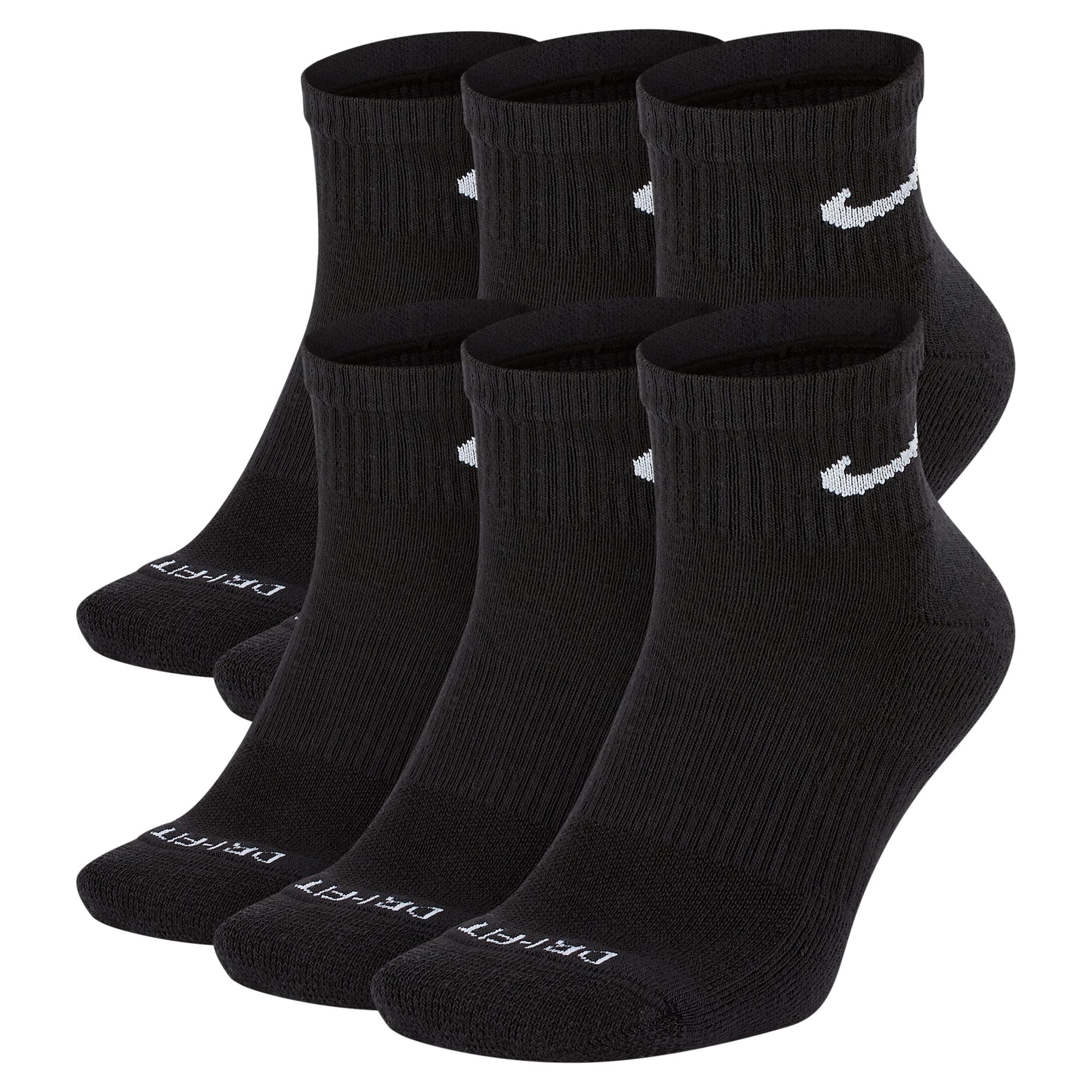 UNISEX NIKE EVERYDAY PLUS CUSHIONED TRAINING ANKLE SOCKS (BLACK/WHITE)