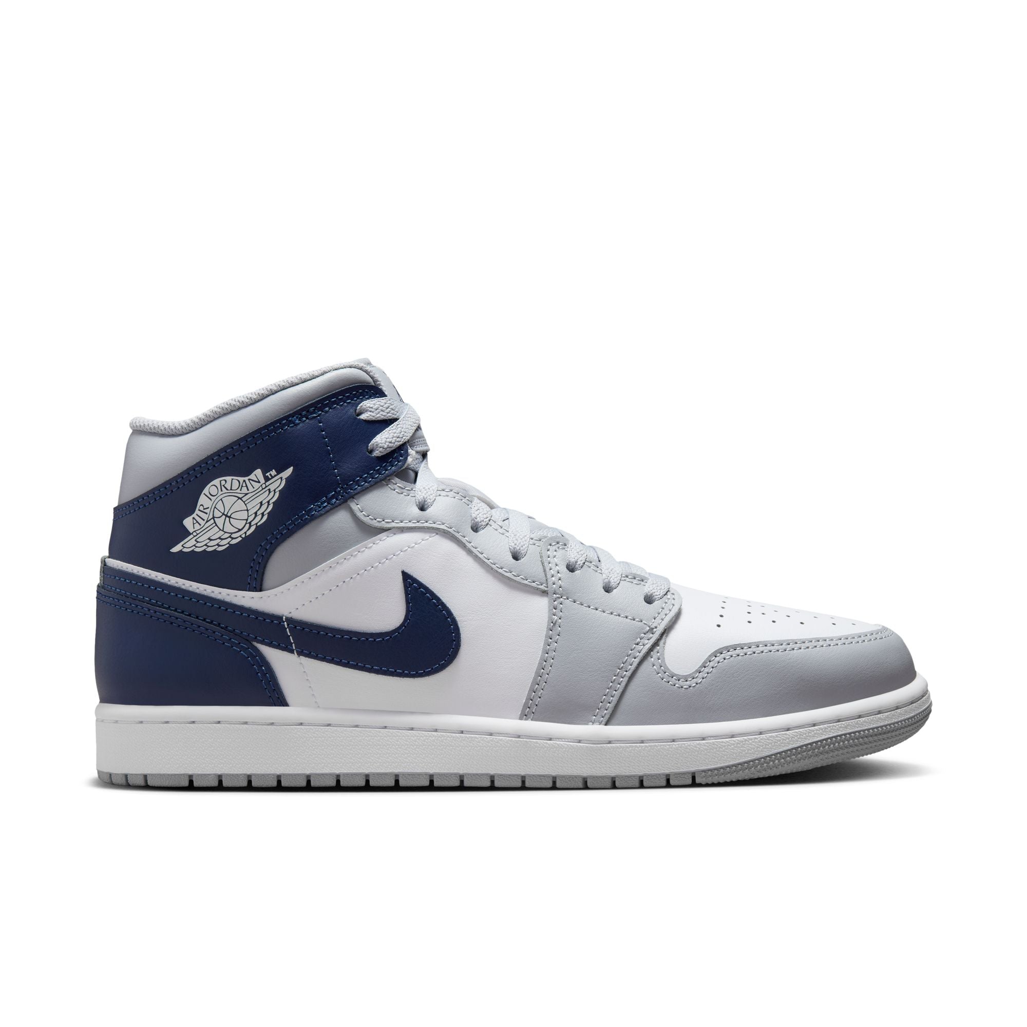 MENS AIR JORDAN 1 MID (WHITE/MIDNIGHT NAVY)