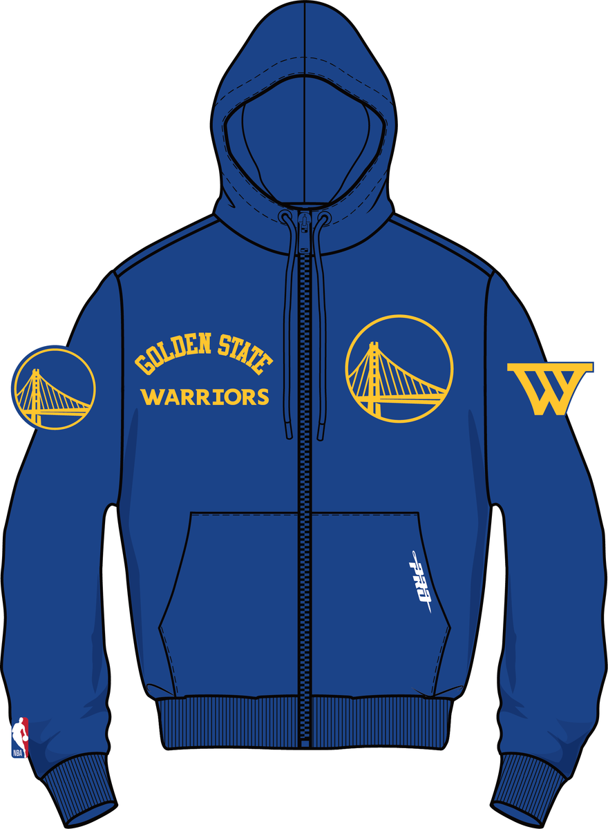 MENS PRO STANDARD GOLDEN STATE WARRIORS CLASSIC WIND SUIT MEN'S WOVEN FULL ZIP PULLOVER HOODIE (ROYAL BLUE)