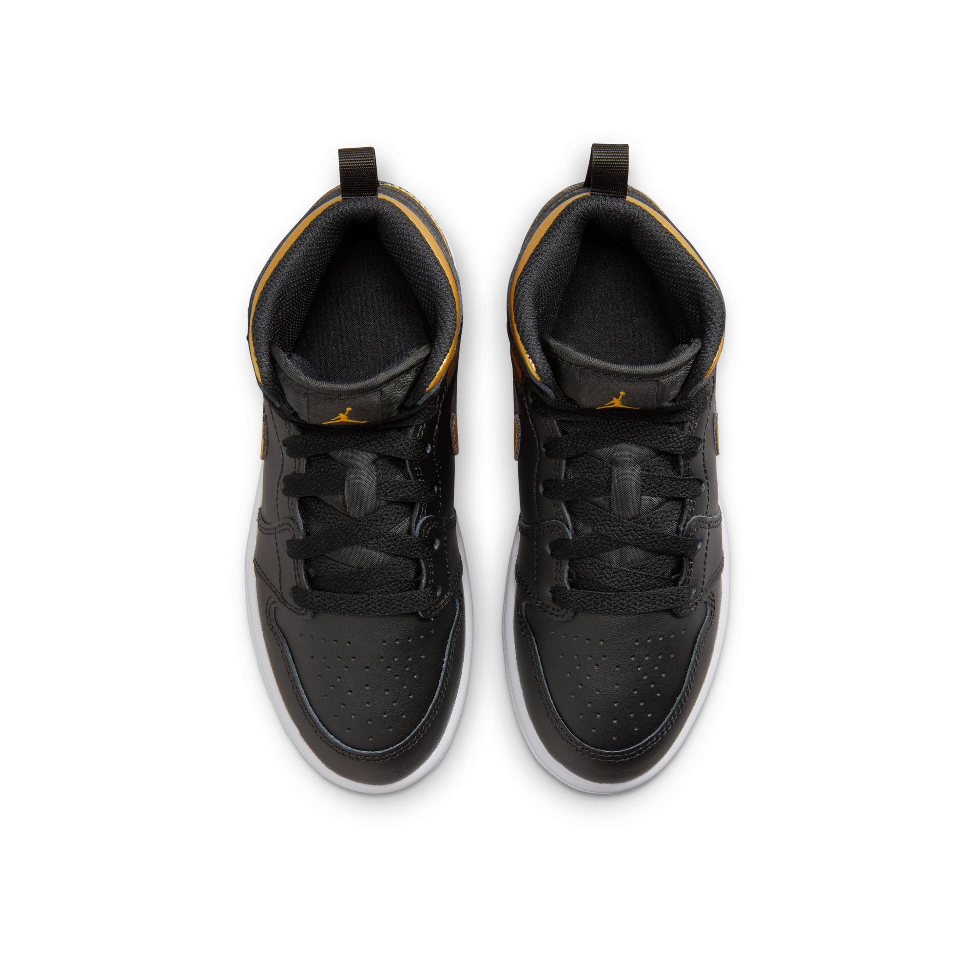 KIDS JORDAN 1 MID PS (BLACK/METALLIC GOLD/WHITE)