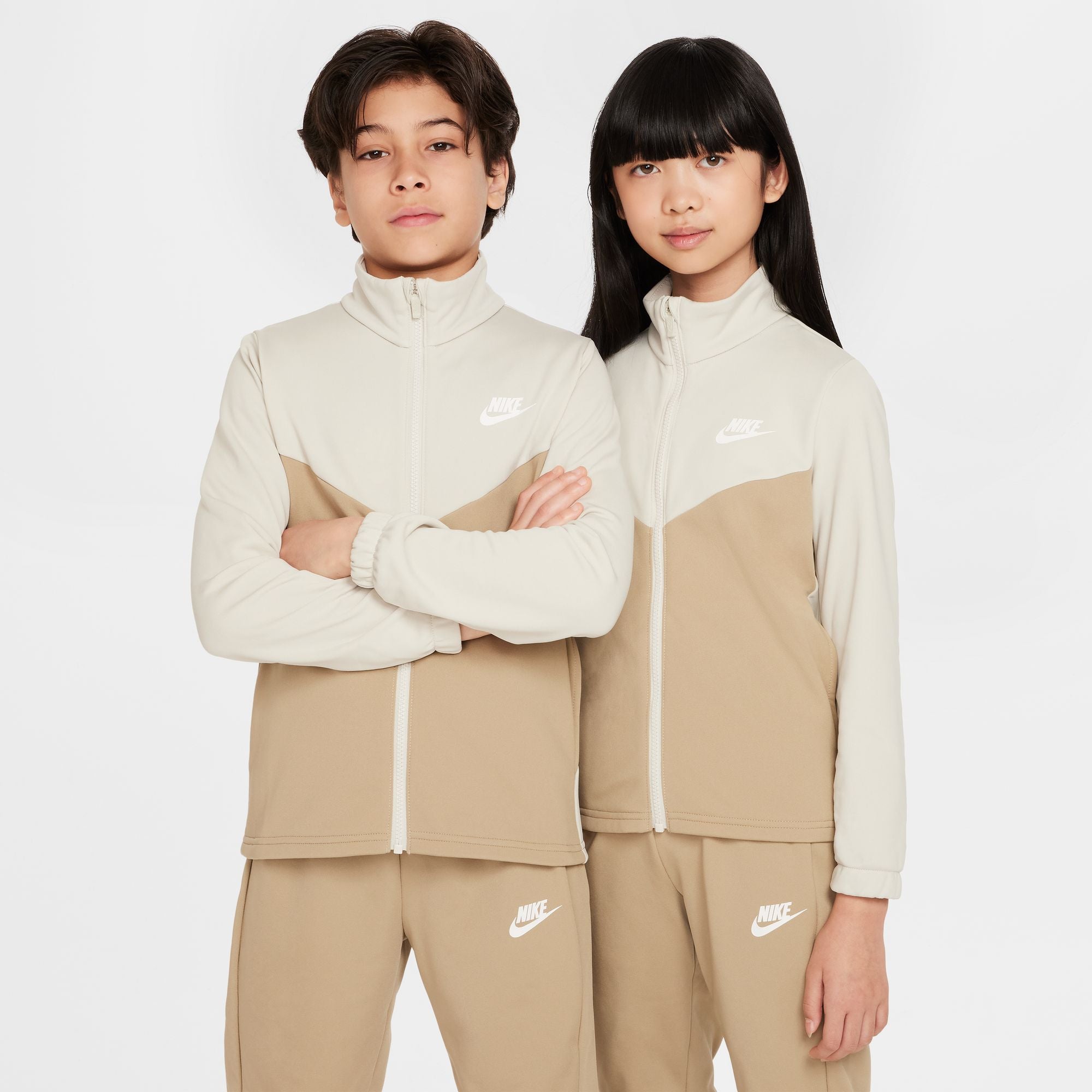 KIDS NSW TRACKSUIT POLY FZ (LIGHT BONE/KHAKI/WHITE)