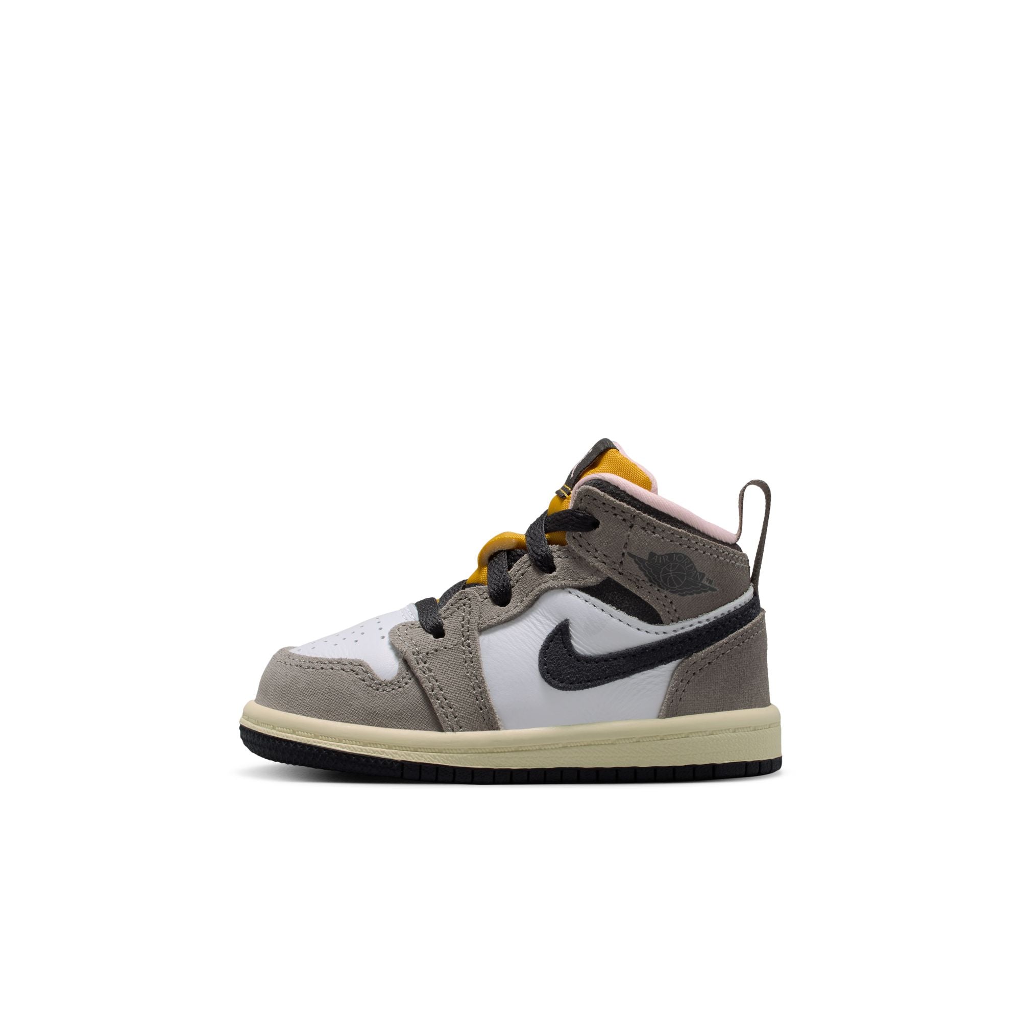 KIDS JORDAN 1 MID SE TD (WHITE/OIL GREY/CAVE STONE/DARK SULFUR)