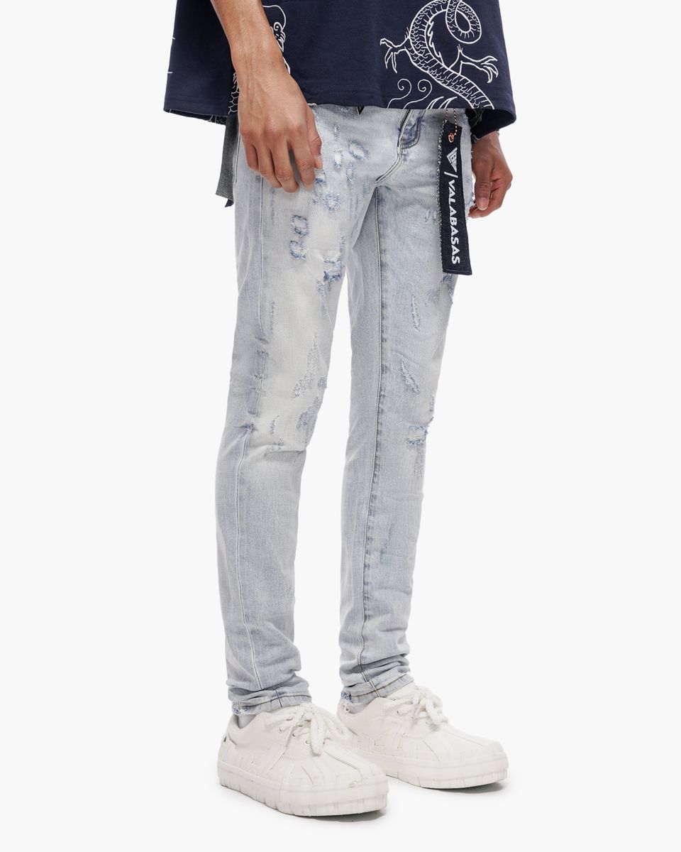 MENS VALABASAS COLLAGE SKINNY JEAN (LIGHT BLUE WASH)