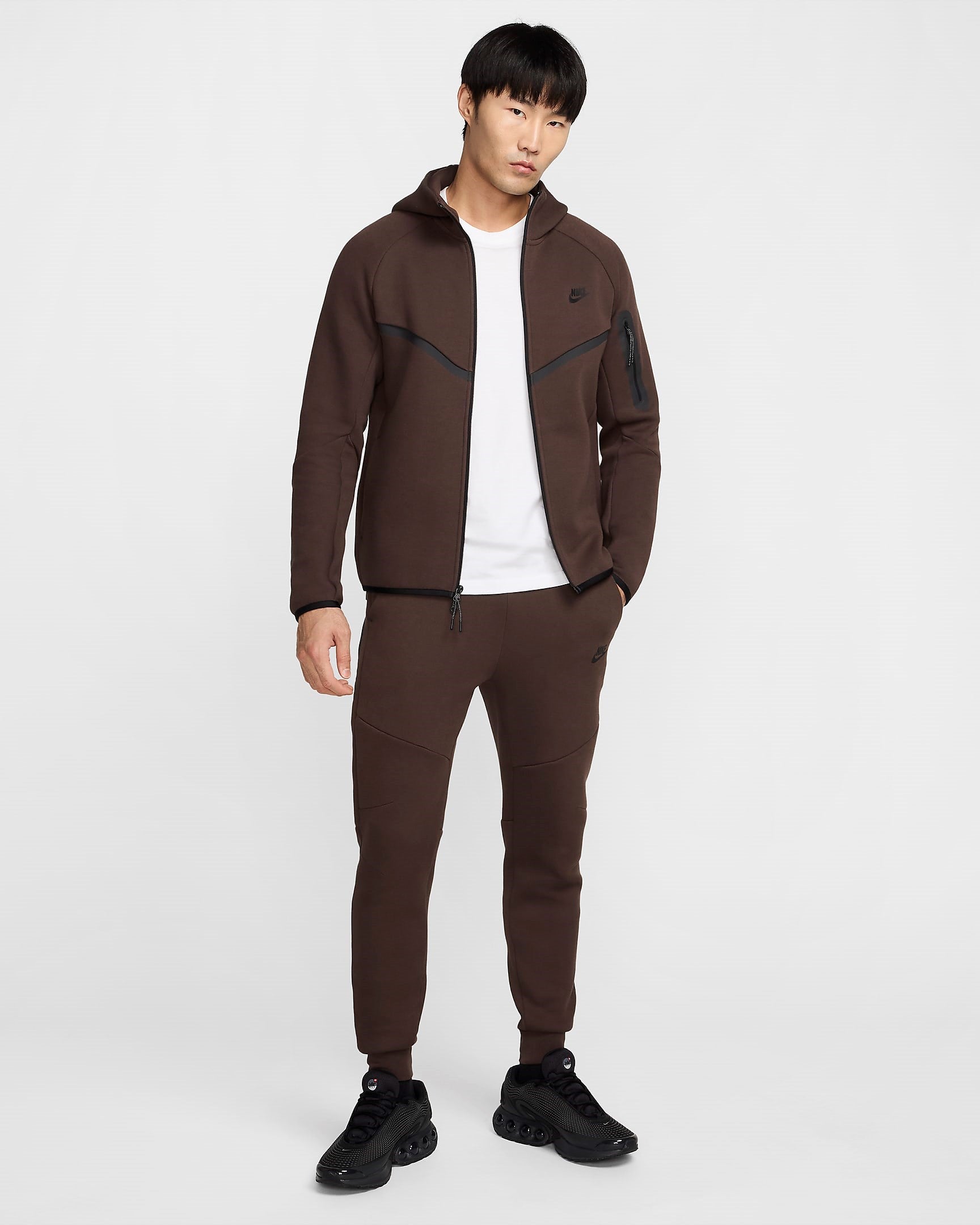 MENS NIKE TECH FLEECE FULL-ZIP WINDRUNNER WARMUP (BAROQUE BROWN/BLACK)