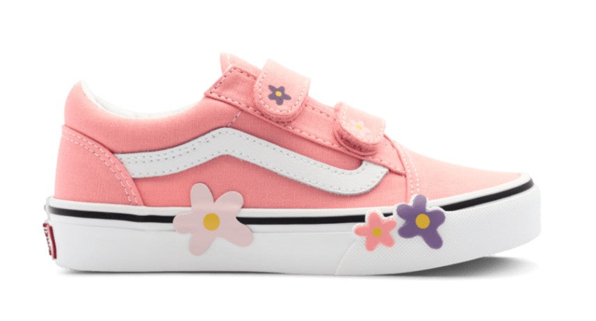 KIDS VANS OLD SKOOL V FLOWER PS (SUNSET BLUSH PINK)