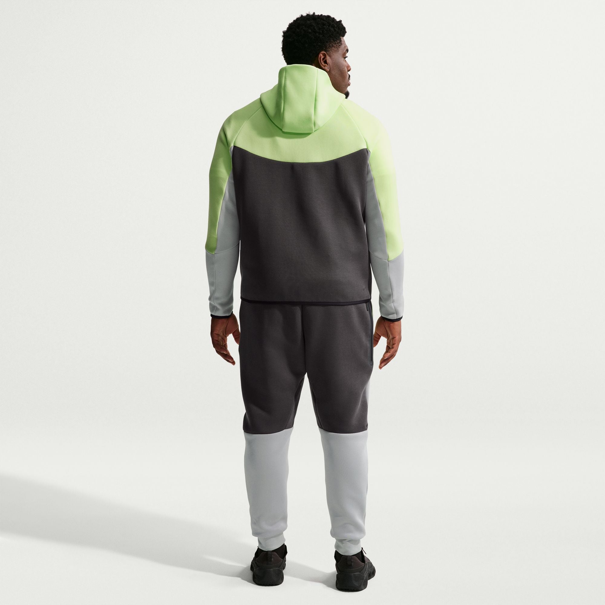 MENS NIKE TECH FLEECE FULL-ZIP WINDRUNNER WARMUP (LT LIQUID LIME/ANTHRACITE/BLACK)