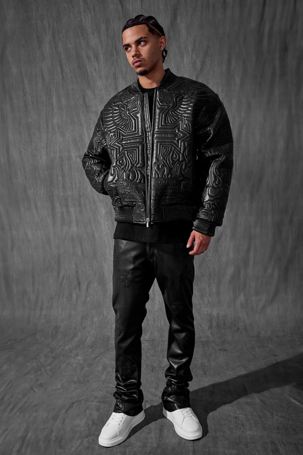 MENS JORDAN CRAIG SINISTER BOMBER JACKET (BLACK)