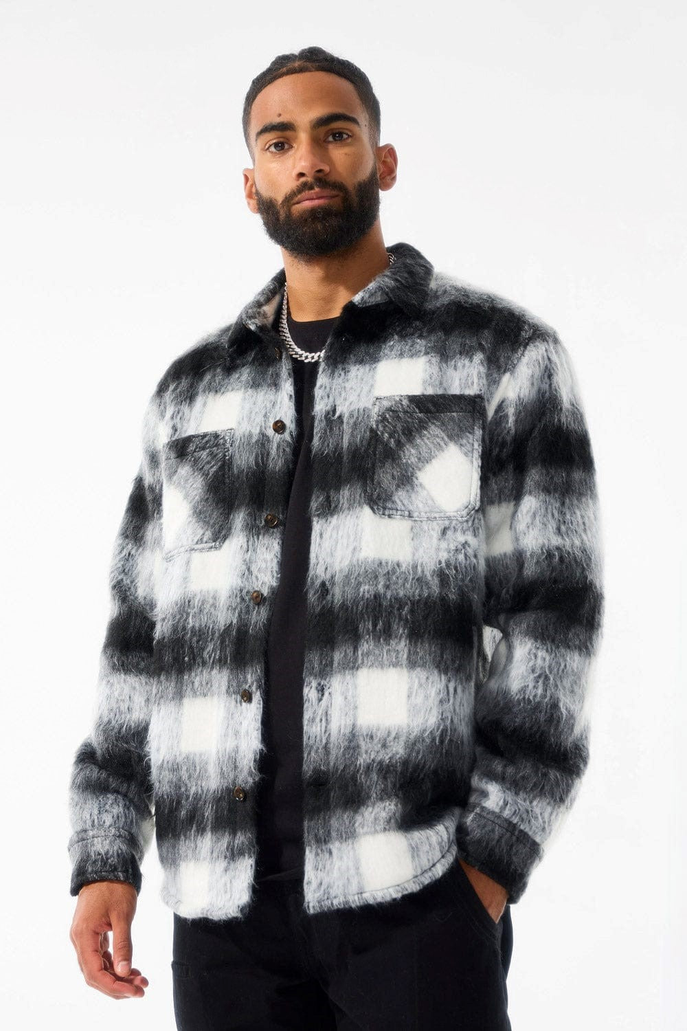 MENS JORDAN CRAIG SEE YOU IN PARADISE FLANNEL SHACKET (BLACK)