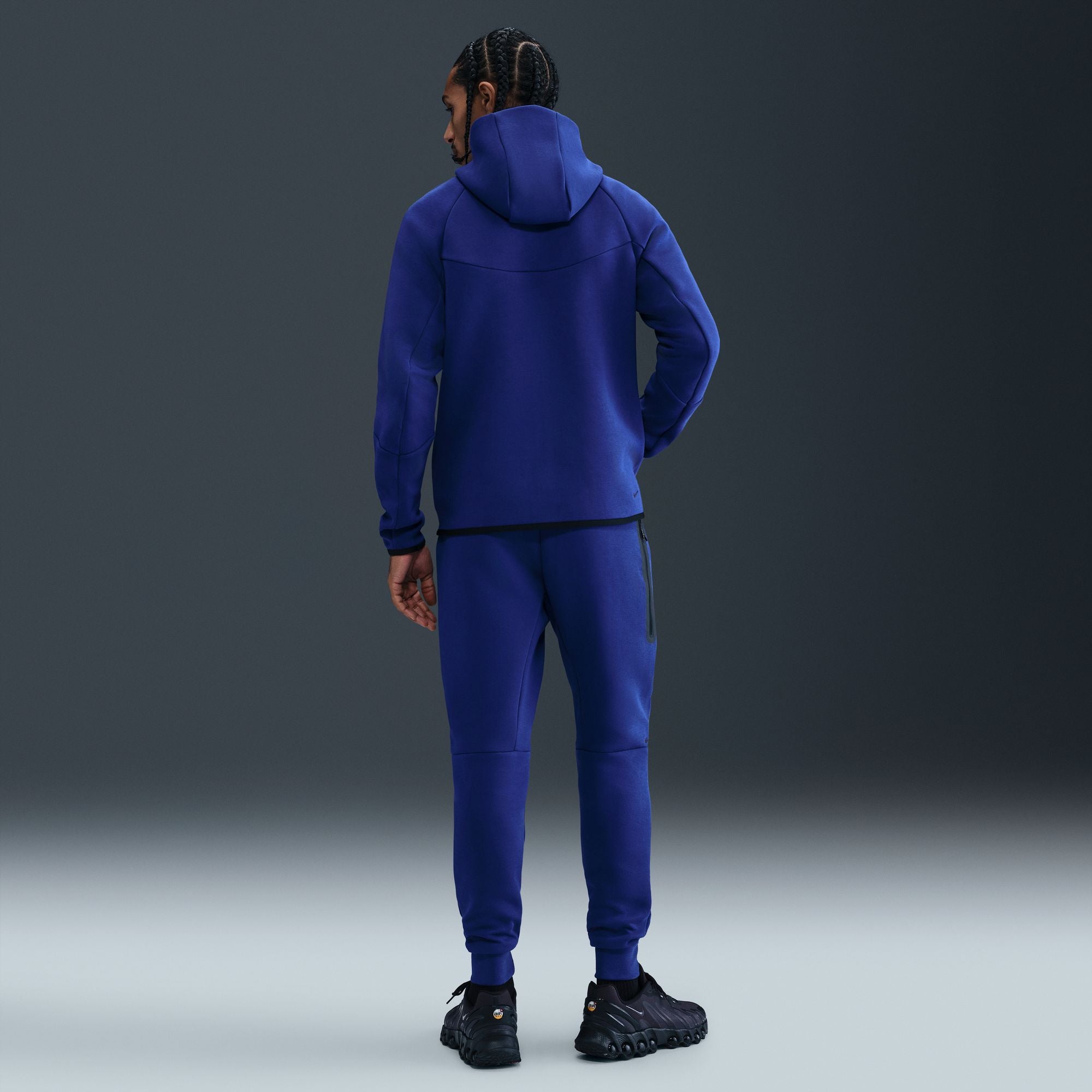 MENS NIKE TECH FLEECE FULL-ZIP WINDRUNNER WARMUP (DEEP ROYAL BLUE/BLACK)