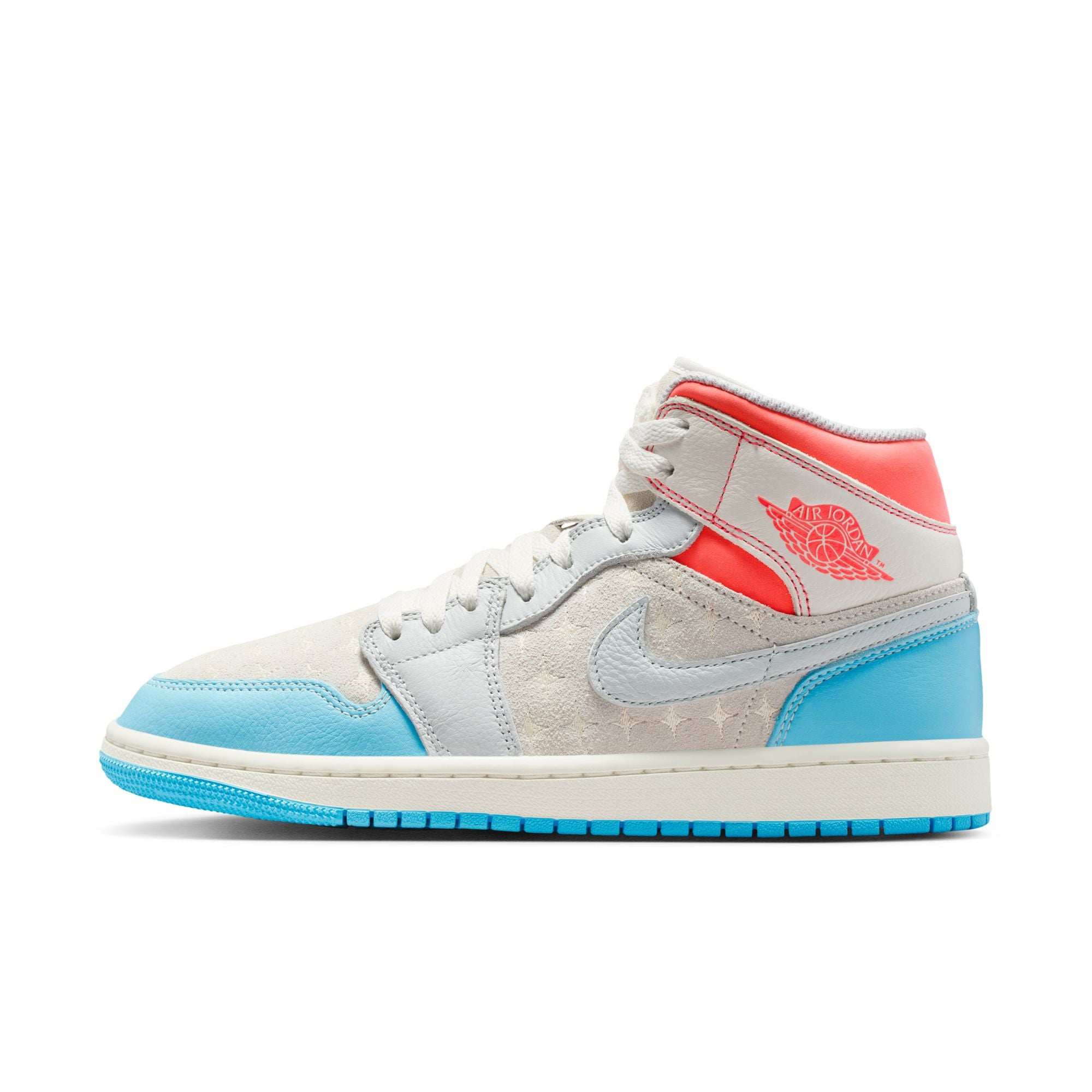 WOMENS AIR JORDAN 1 MID (SAIL/BLUE CHILL/HOT LAVA/MUSLIN)