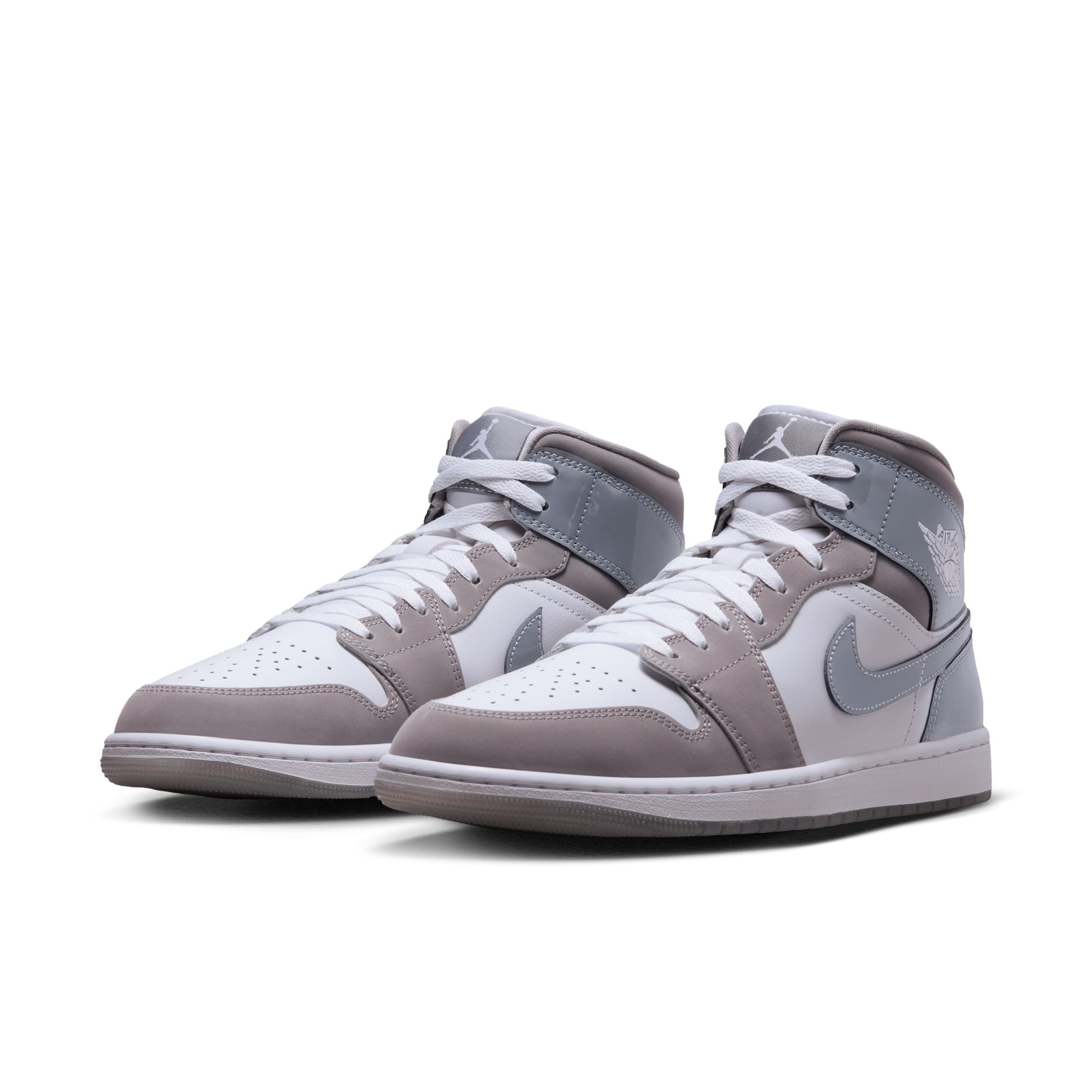 MENS AIR JORDAN 1 MID SE (WHITE/COOL GREY/MEDIUM GREY)