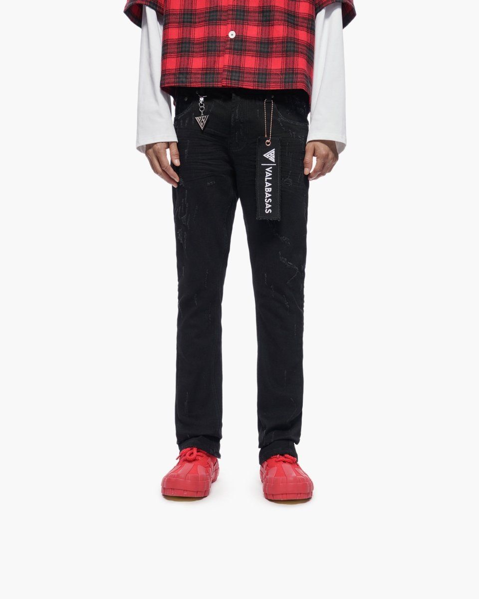 MENS VALABASAS OUTLAWED STACKED JEAN (JET BLACK)