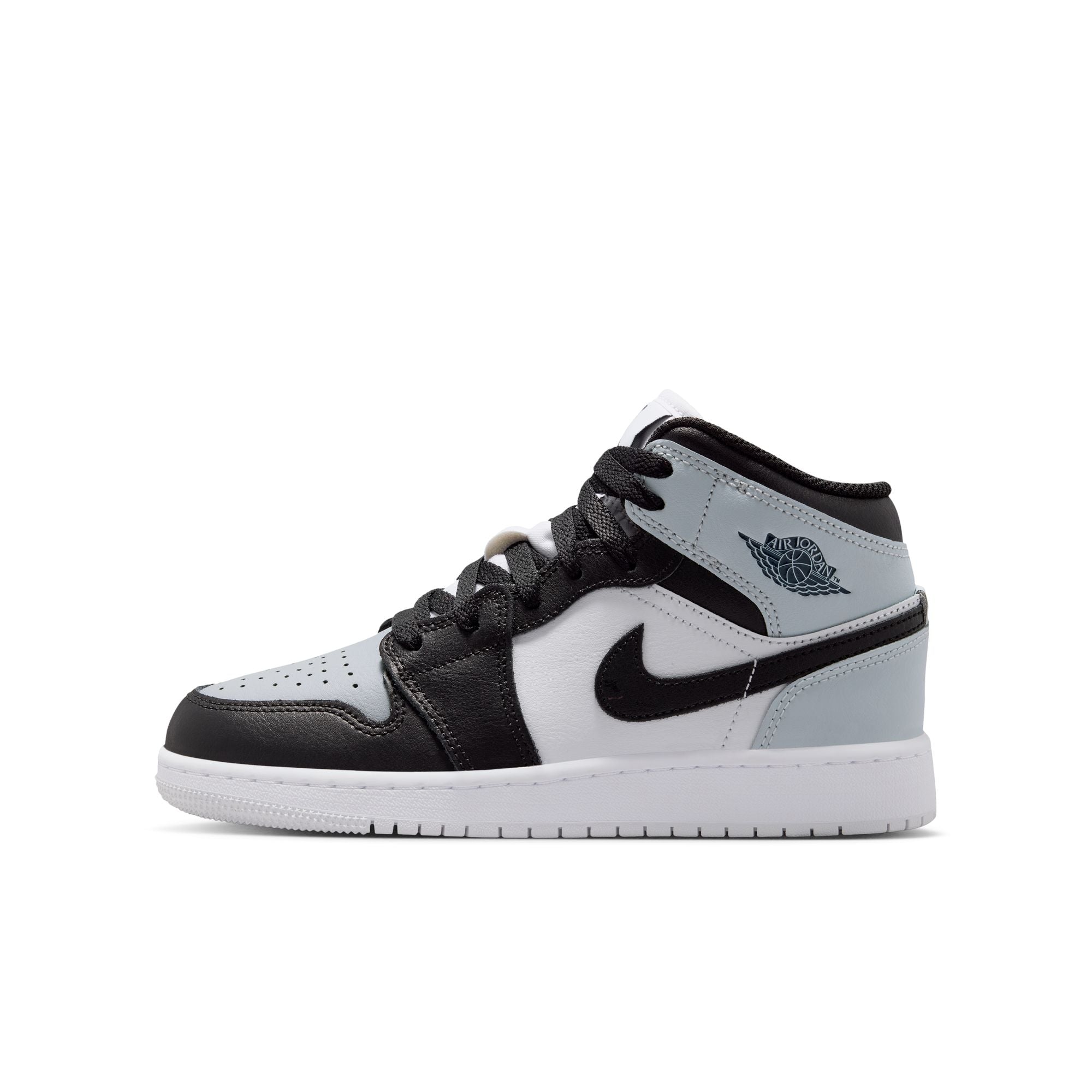 KIDS AIR JORDAN 1 MID GS (BLACK/AURA/SQUADRON BLUE)