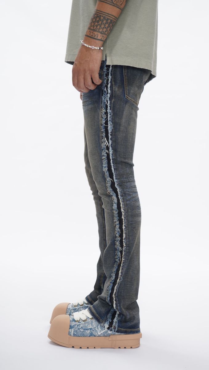 MENS VALABASAS "BURROW" - 33'' INSEAM-STACKED JEAN (BLUE BLACK)
