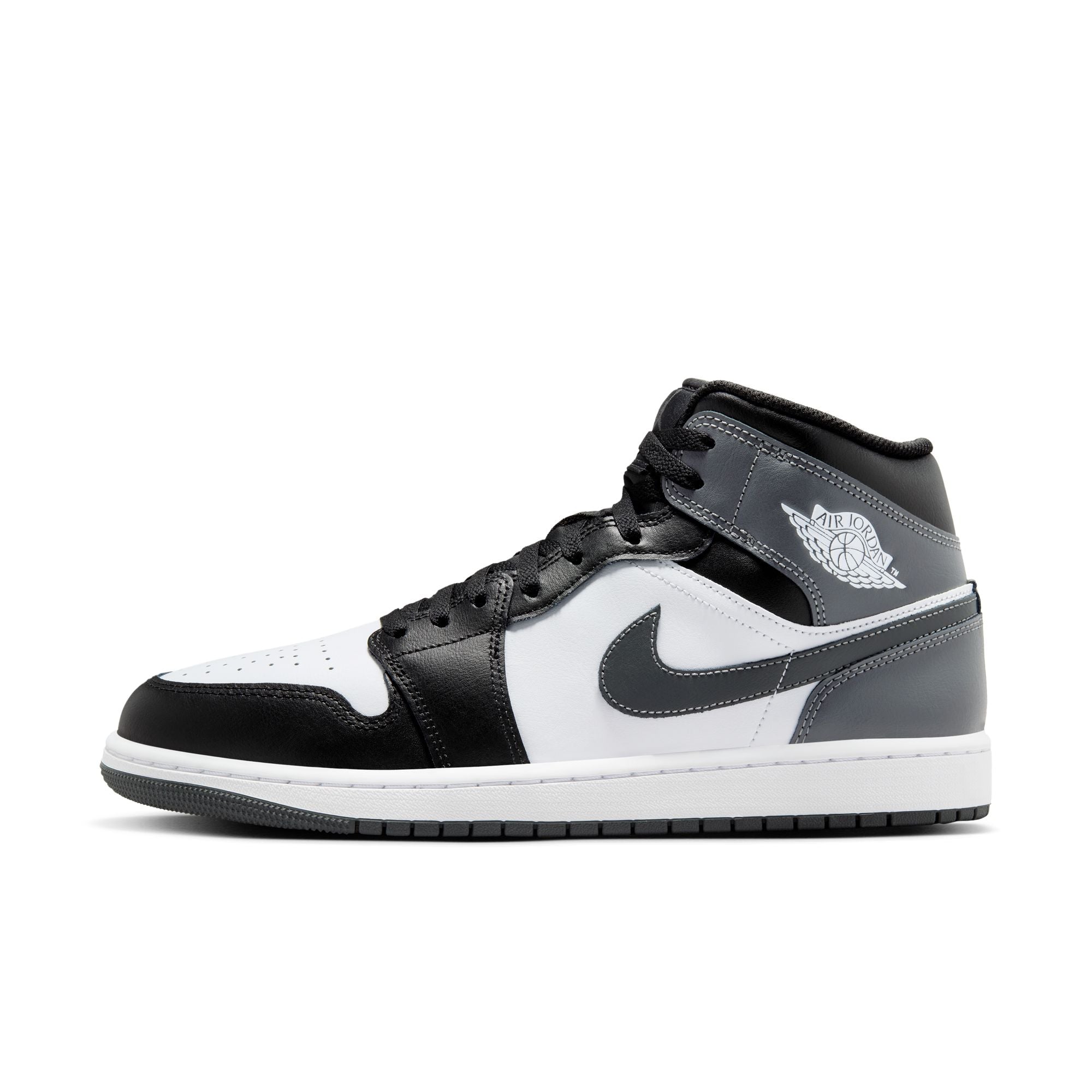 MENS AIR JORDAN 1 MID (BLACK/IRON GREY/WHITE)