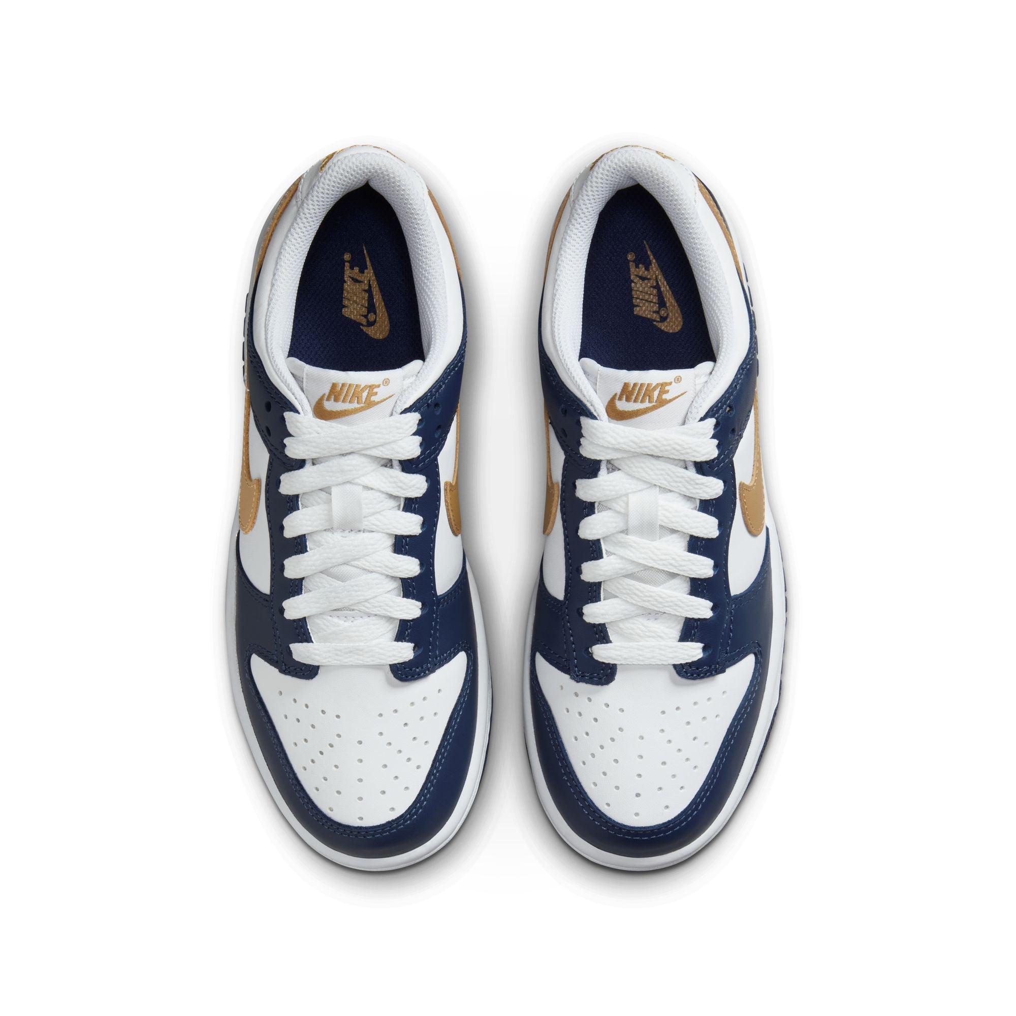 KIDS NIKE DUNK LOW GS (WHITE/WHEAT/MIDNIGHT NAVY)