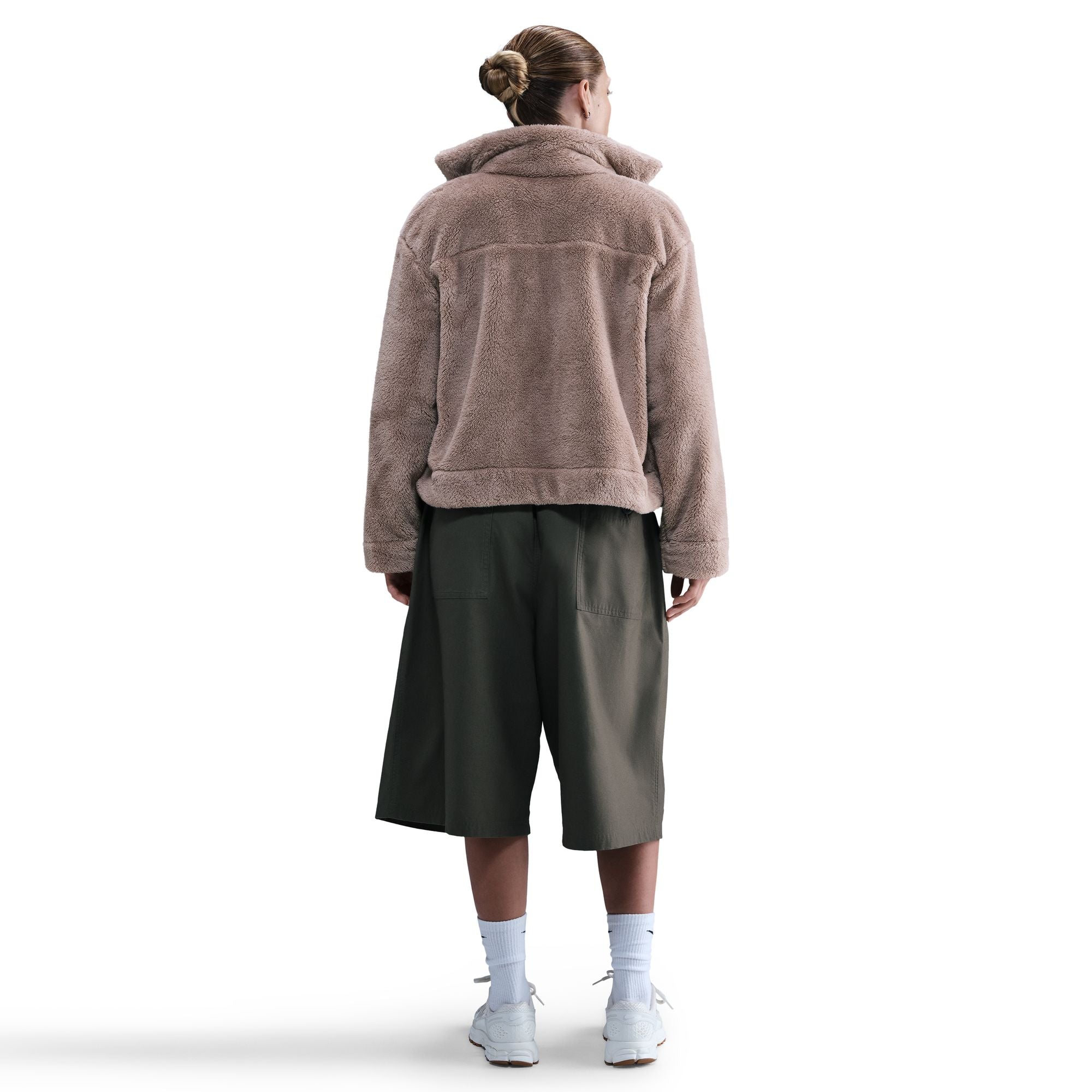 WOMENS NIKE SPORTSWEAR ESSENTIAL HIGH-PILE FLEECE SHERPA JACKET (MALT/SAIL)