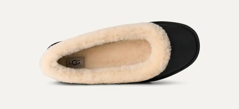 WOMENS UGG ZORA LEATHER BALLET FLAT (BLACK)