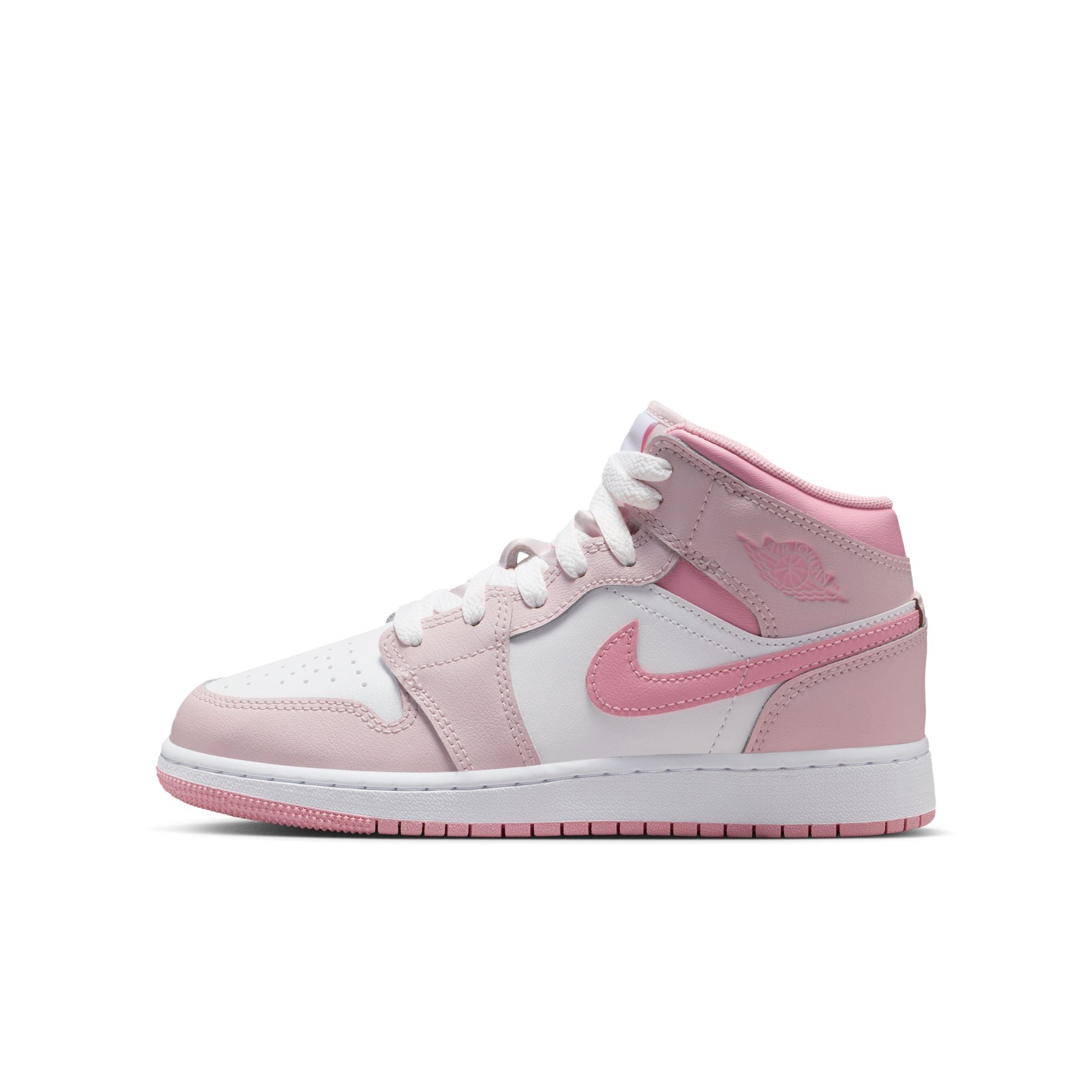 KIDS AIR JORDAN 1 MID GS (PEARL PINK/MED SOFT PINK/WHITE)