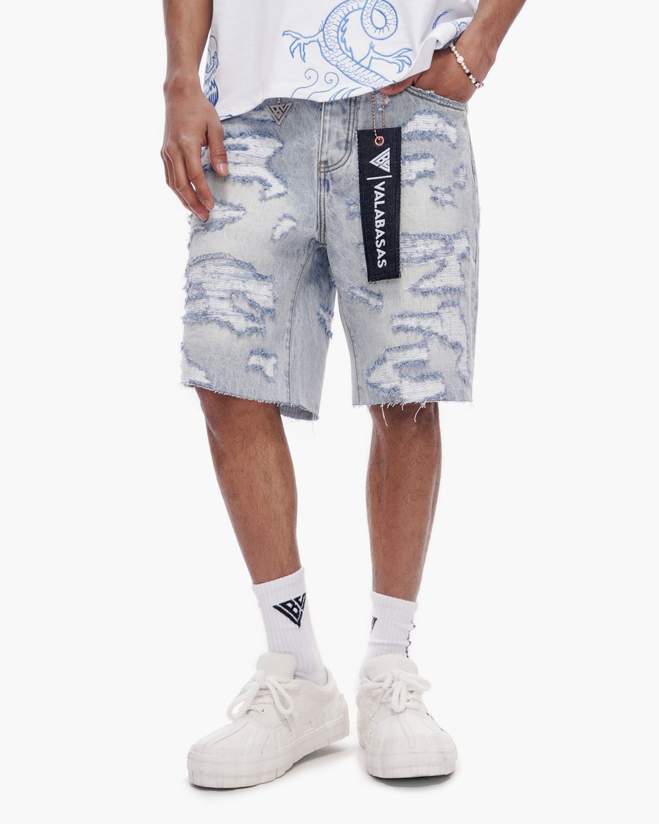 MENS VALABASAS "INCISE" DENIM SHORT (LIGHT BLUE)
