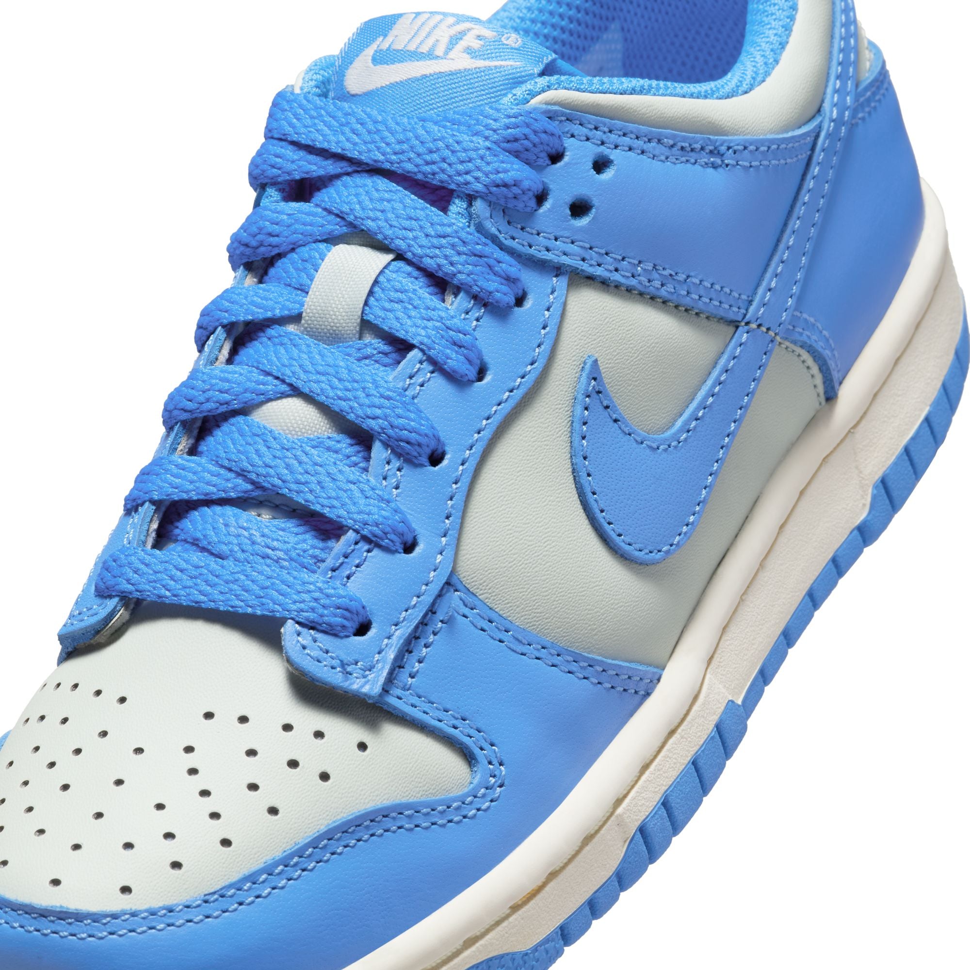 KIDS NIKE DUNK LOW GS (LIGHT SILVER/LT PHOTO BLUE/SAIL)
