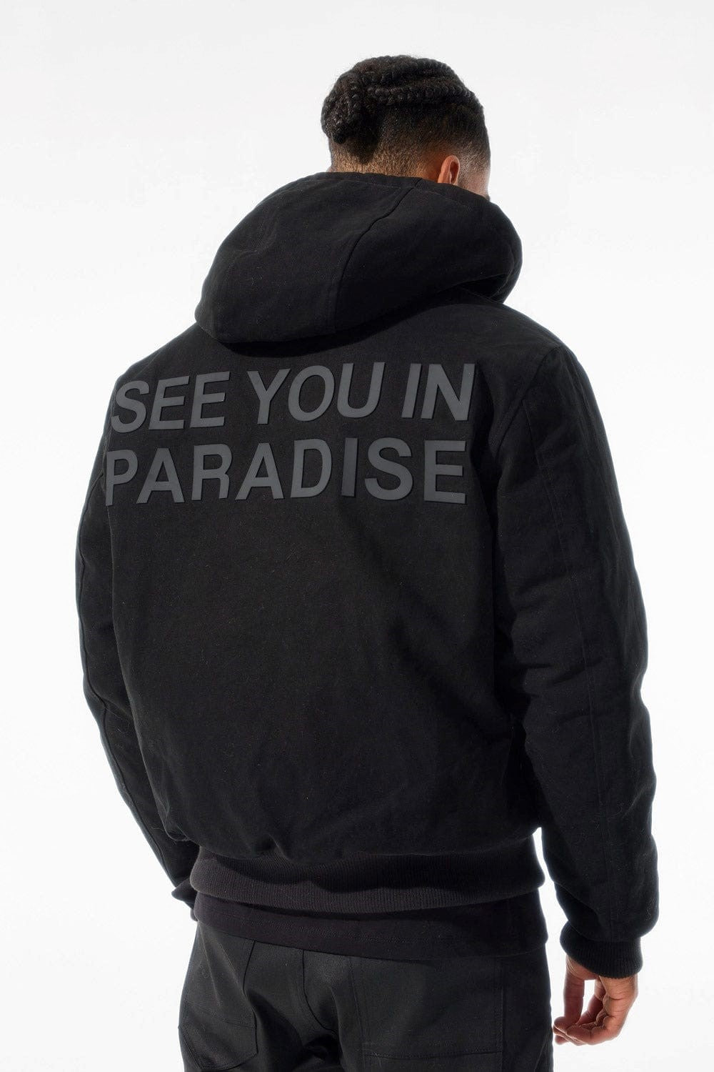 MENS JORDAN CRAIG SEE YOU IN PARADISE HOODED WORK JACKET (BLACK)