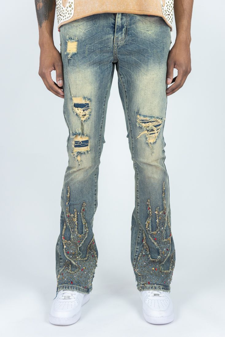 MENS R3BEL DENIM FIREFEST STACKED JEAN (VINTAGE)