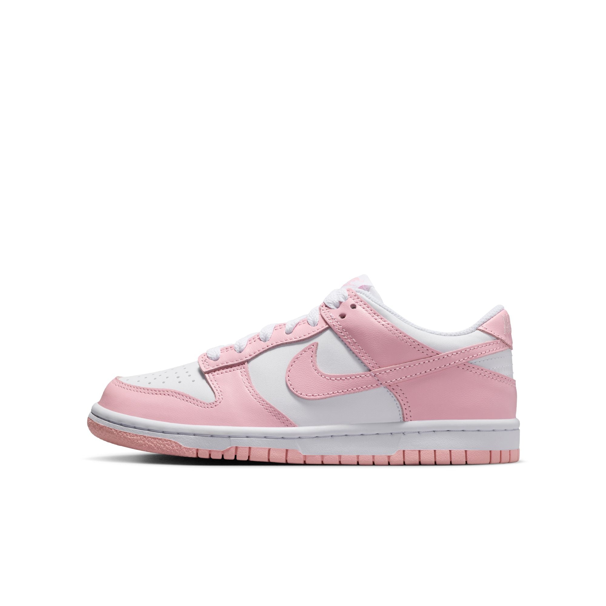 KIDS NIKE DUNK LOW GS (WHITE/MED SOFT PINK)