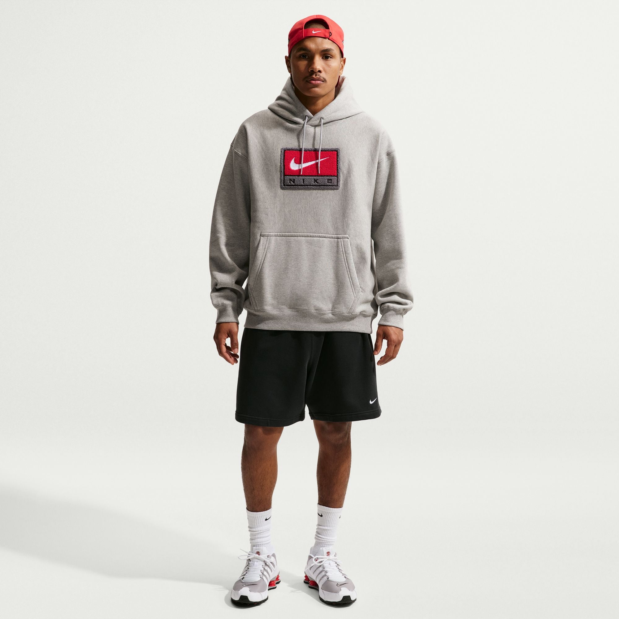 MENS NIKE NL SOLO SWSH PO HOODIE GFX (DK GREY HEATHER/WHITE)