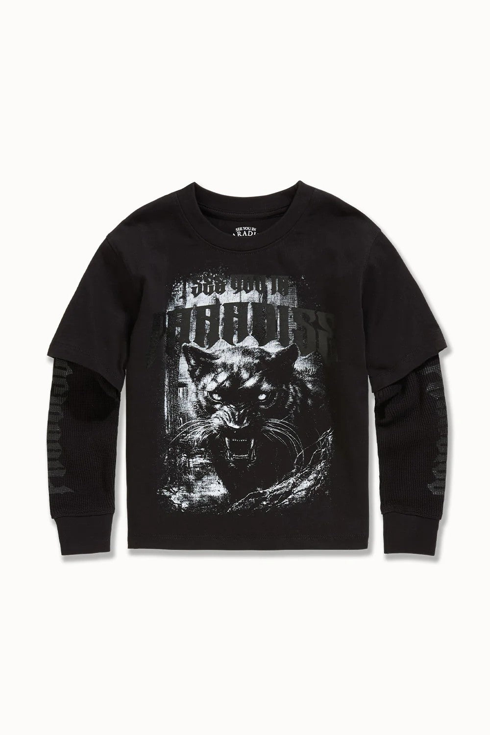 KIDS JORDAN CRAIG BLOOD SPORT WAFFLE THERMAL T-SHIRT (BLACK)