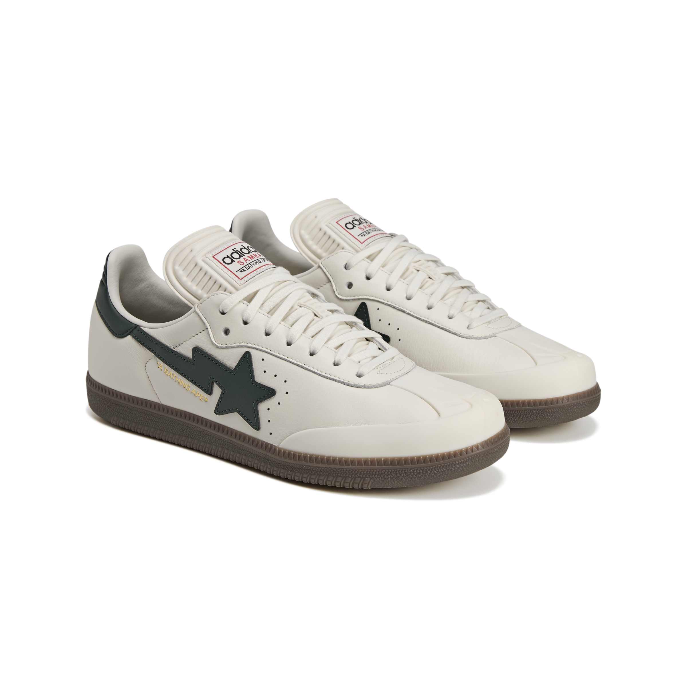 BAPE X MENS ADIDAS SAMBA WORLD CUP PACK (CREAM WHITE/FOREST NIGHT/GUM)