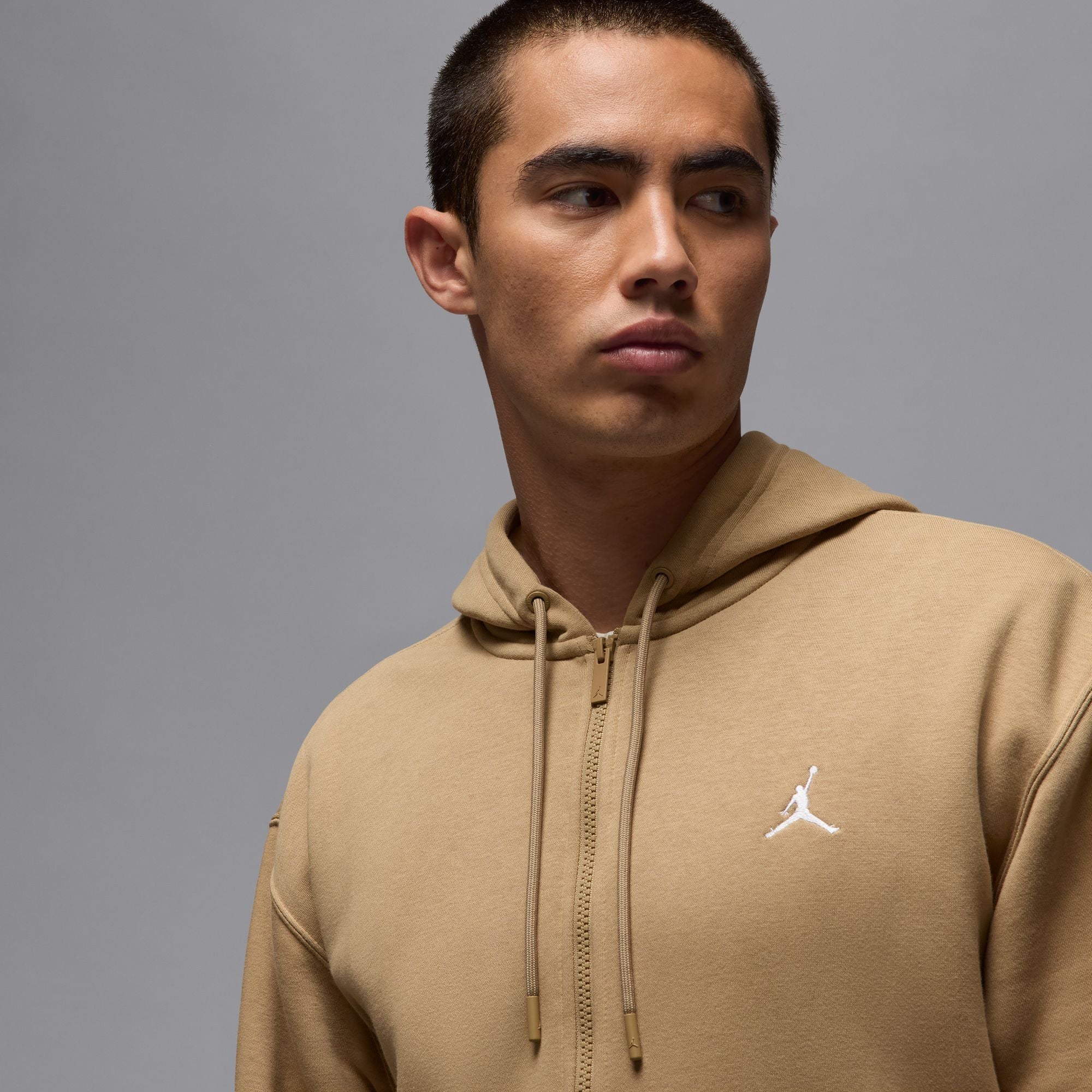 MENS JORDAN BROOKLYN FLEECE FULL-ZIP HOODIE (DESERT CAMO/WHITE)