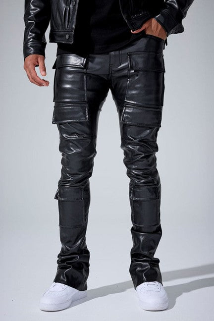 MENS JORDAN CRAIG ROSS STACKED THRILLER CARGO PANT (BLACK)