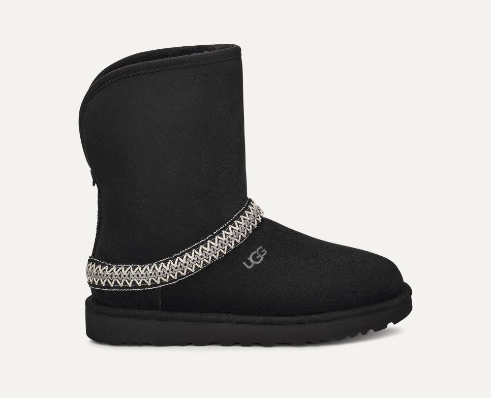 WOMENS UGG CLASSIC SHORT CRESCENT (BLACK)