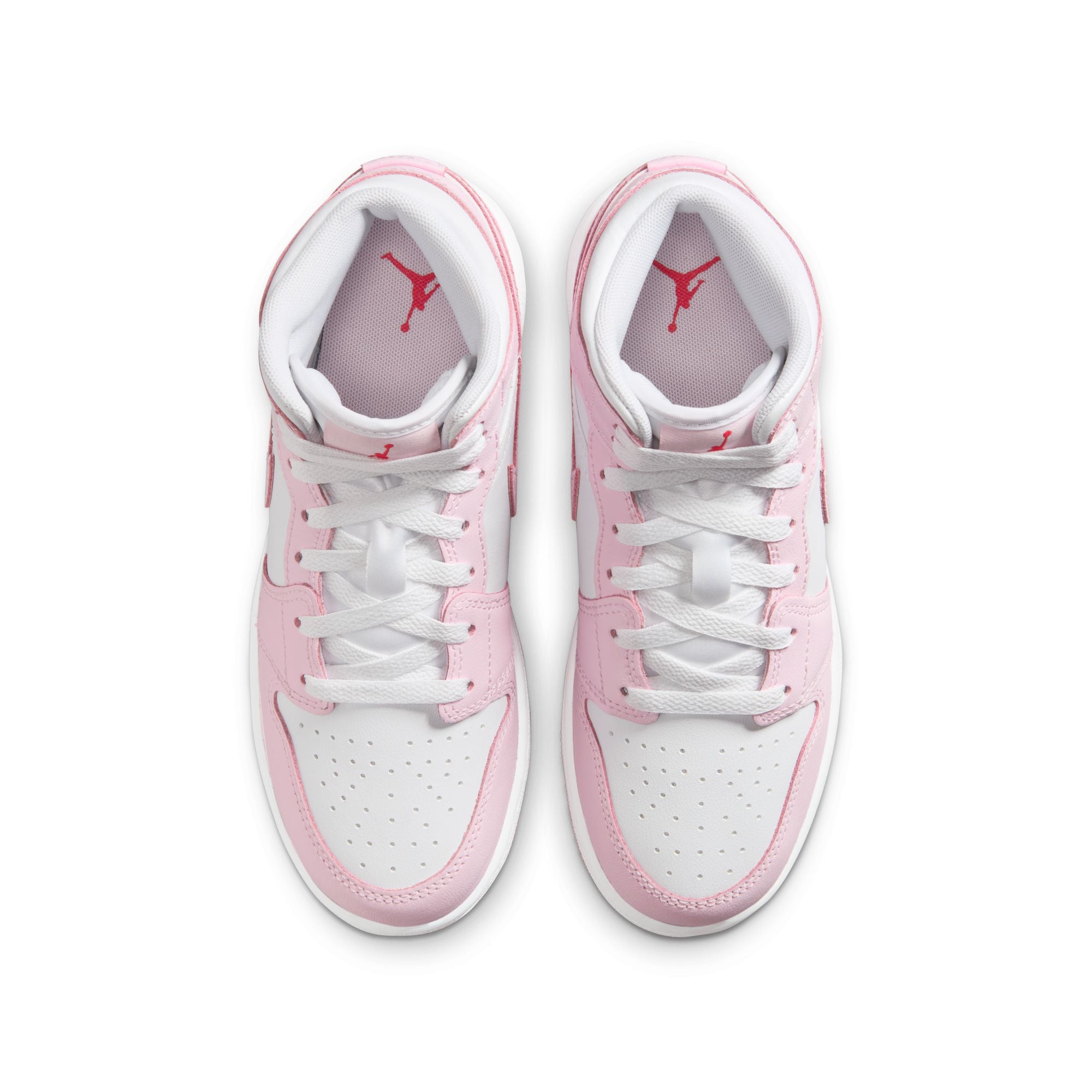 KIDS AIR JORDAN 1 MID GS (PINK FOAM/WHITE/FIRE RED)